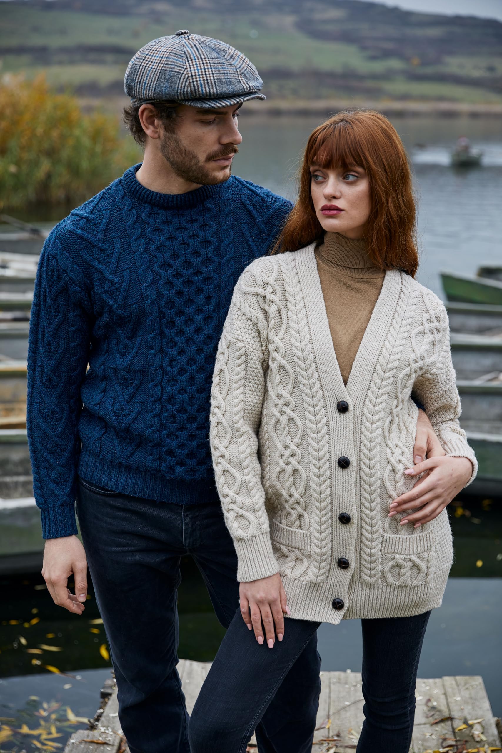 SAOL 100% Merino Wool Men's Irish Traditional Aran Crew Neck Cable Knit Sweater Pullover - Warm Winter Sweater for Men, Casual & Office Wear, Perfect for Christmas Gifts & Outdoor Activities
