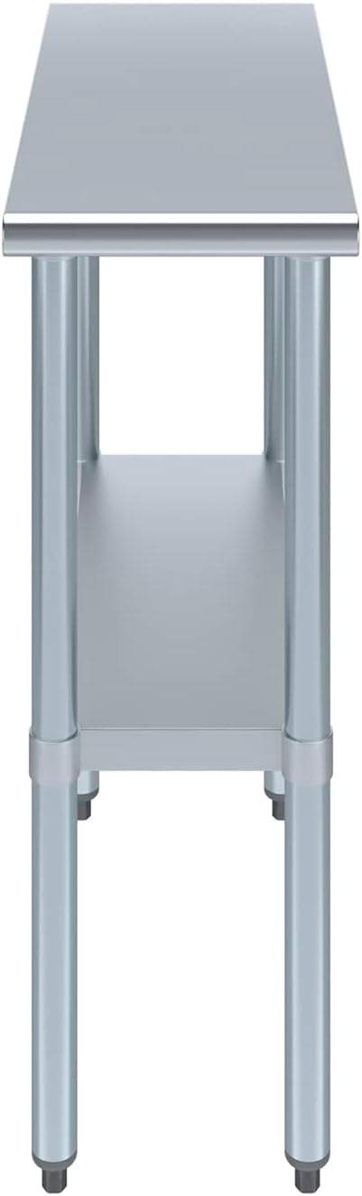 NSF Certified Heavy Duty Stainless Steel Prep Table - Commercial & Home Kitchen Use with Galvanized Shelf, Adjustable Legs & Optional Wheels - Perfect for Restaurants, Food Trucks & Home Chefs
