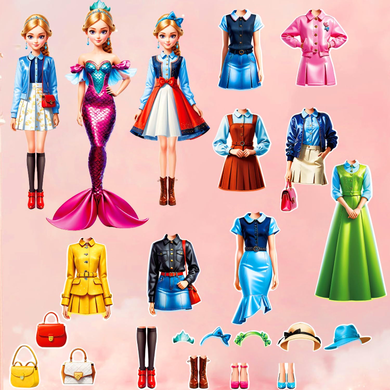 Magnetic Dress Up Doll Set for Girls - Travel & Learning Toy Gift