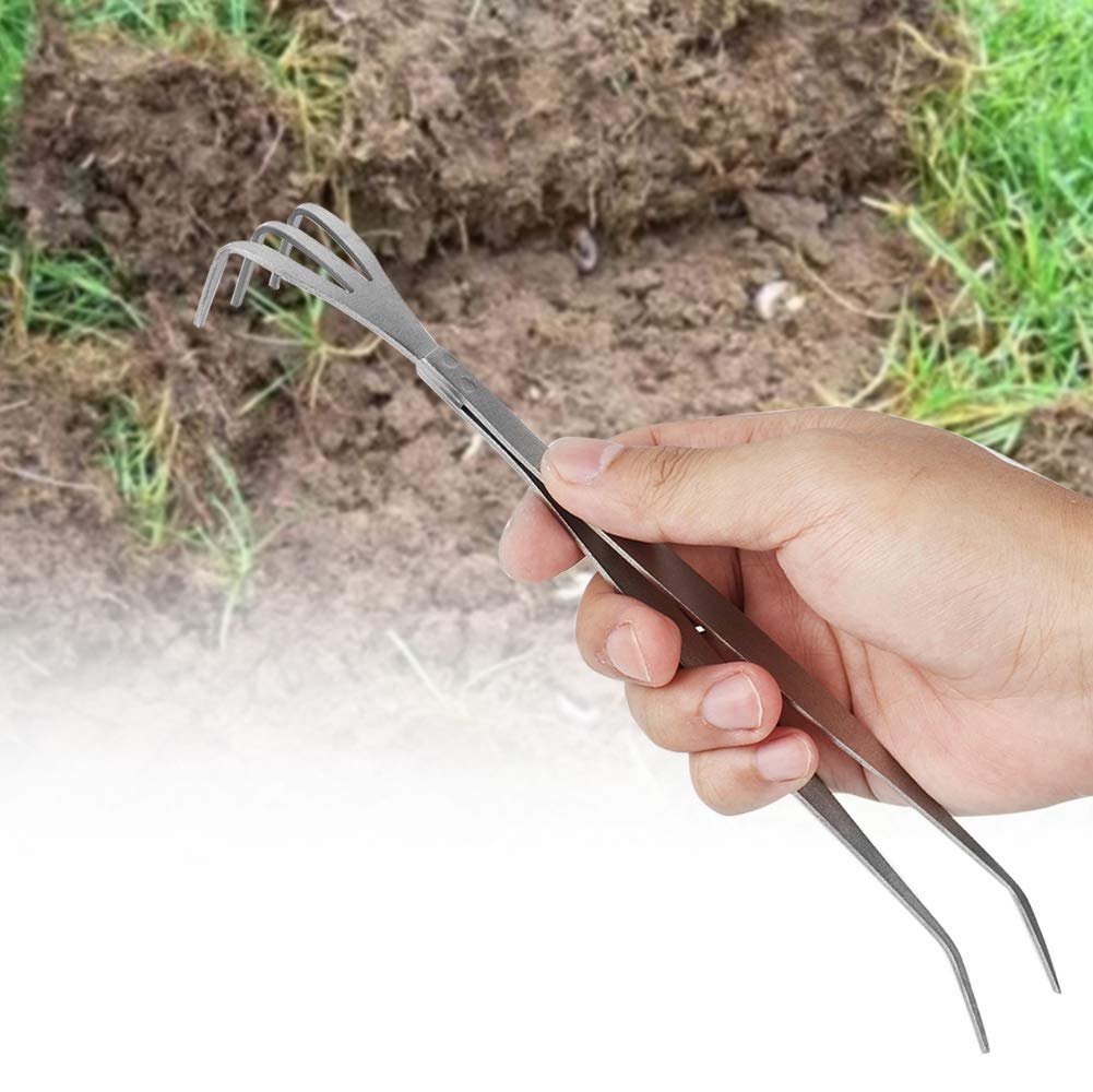 Agatige 2 in 1 Stainless Steel Gardening Hand Rake - Root Claw Rake for Bonsai, Cultivating, Loosening Soil & Spreading Mulch | Perfect for Indoor Plants, Flower Beds & Small Garden Maintenance