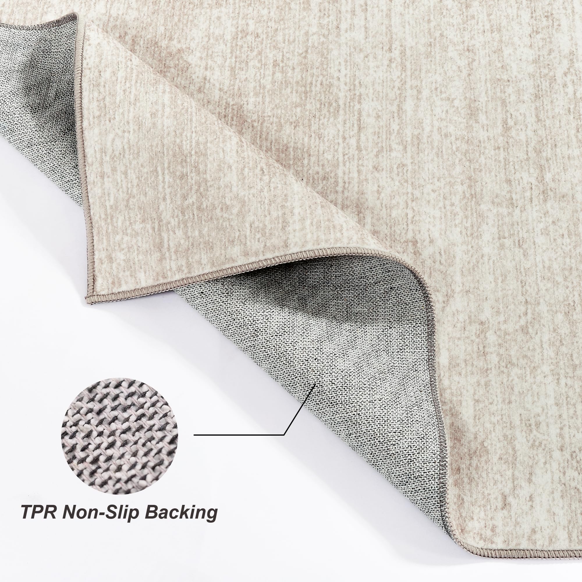 Valenrug Washable Rug - Stain Resistant Non-Slip Area Rug for Living Room & Bedroom | Machine Washable Foldable Printed Carpet (Beige, 9'x12') - Perfect for High-Traffic Areas, Pet-Friendly Homes & Easy Cleaning