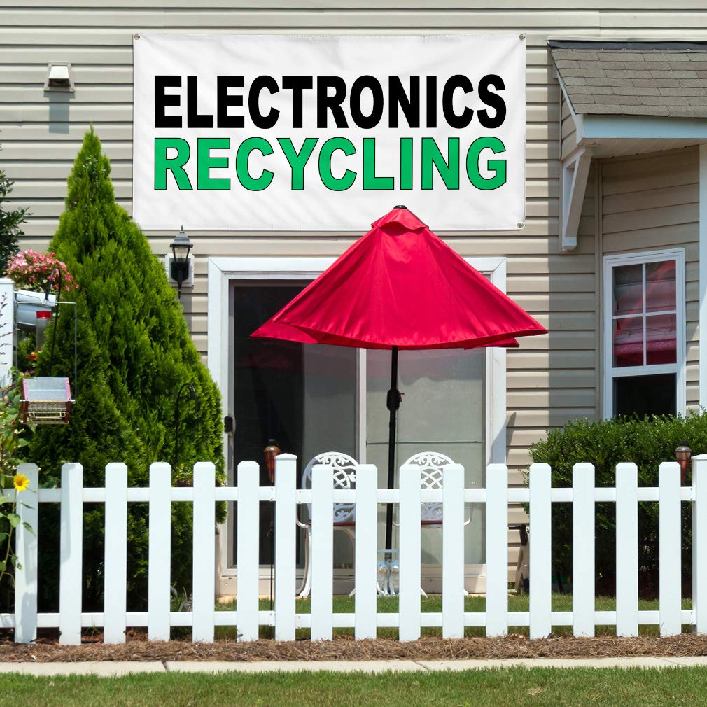 Vinyl Banner - Multiple Sizes (48x96 Inches) for Electronics Recycling | Black & Green Weatherproof Business & Industrial Yard Signs with 8 Grommets | Perfect for Outdoor Advertising, Store Promotions & Event Signage