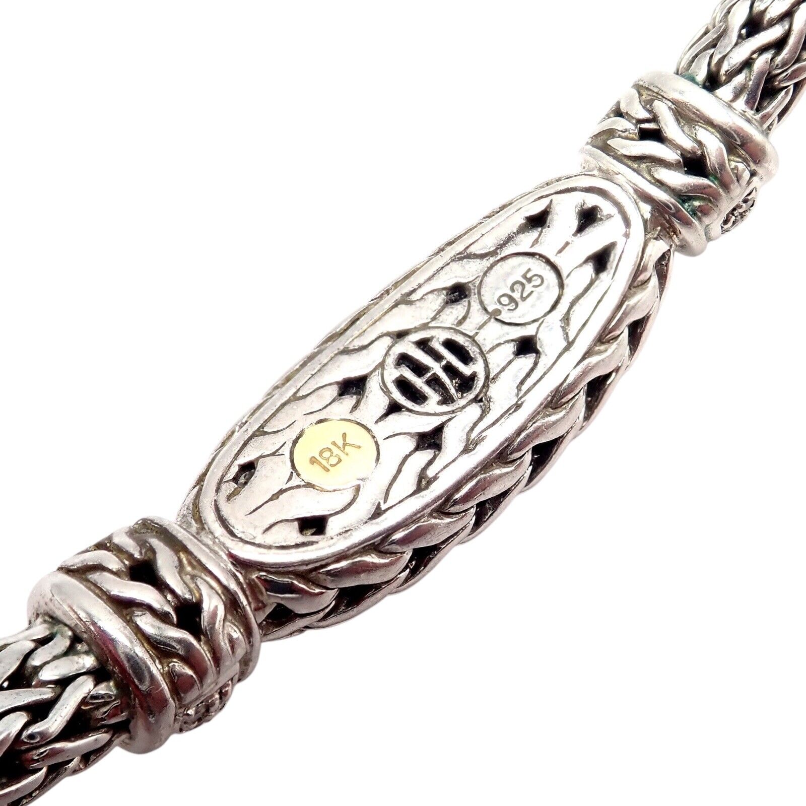 Authentic John Hardy Sterling Silver 18k Gold Plated 1 Carat Diamond Bracelet for Women - Size M - Perfect for Weddings, Anniversaries & Special Occasions