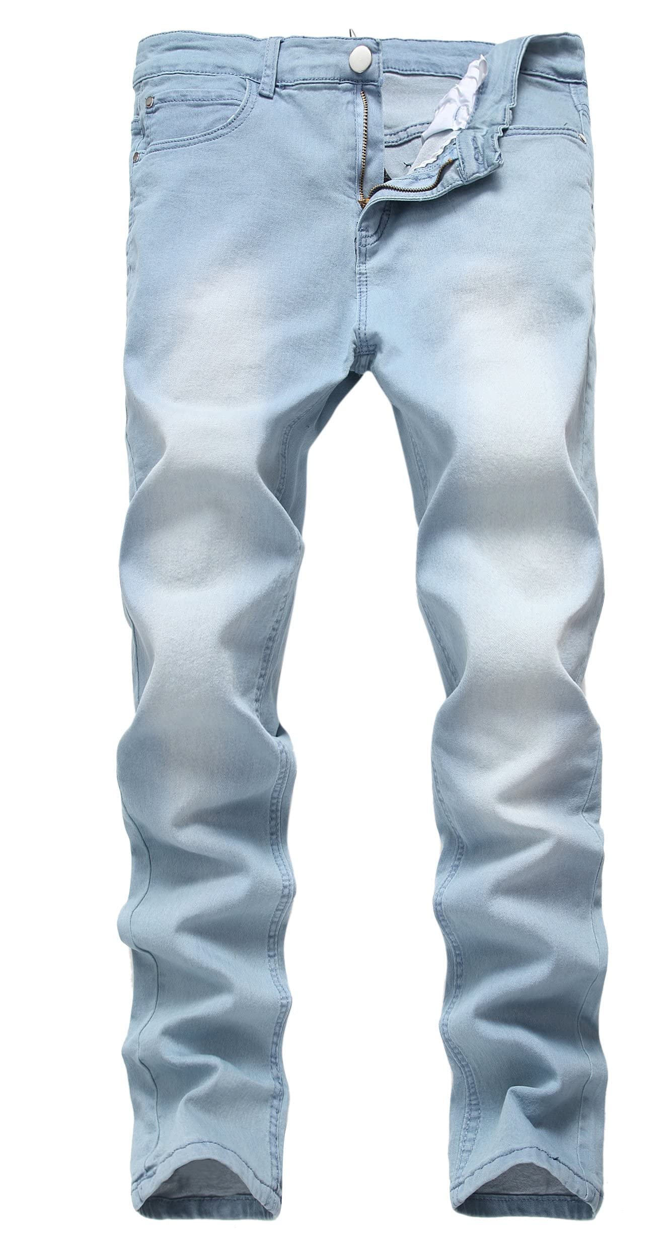 Qazel Vorrlon Men's Slim Fit Black Stretch Ripped Skinny Jeans - Distressed Denim Pants for Casual Wear & Night Out
