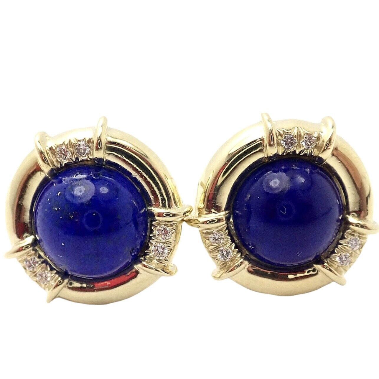 Authentic Tiffany & Co 18K Yellow Gold Diamond Lapis Lazuli Earrings - Luxury Jewelry for Women, Perfect for Weddings, Parties & Special Occasions