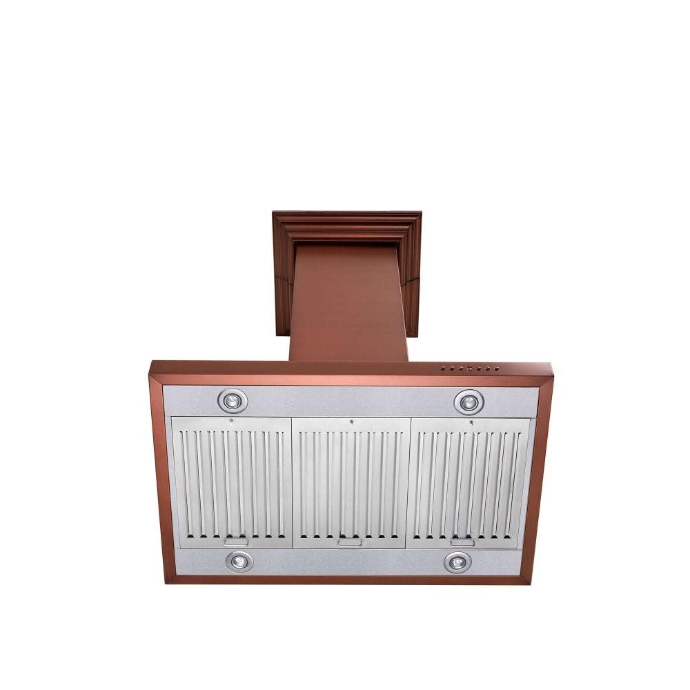 ZLINE 36 Inch Designer Series Copper Island Mount Range Hood (8KL3iC 36) - Premium Kitchen Ventilation for Modern Homes, Perfect for Open Concept Kitchens and Cooking Areas