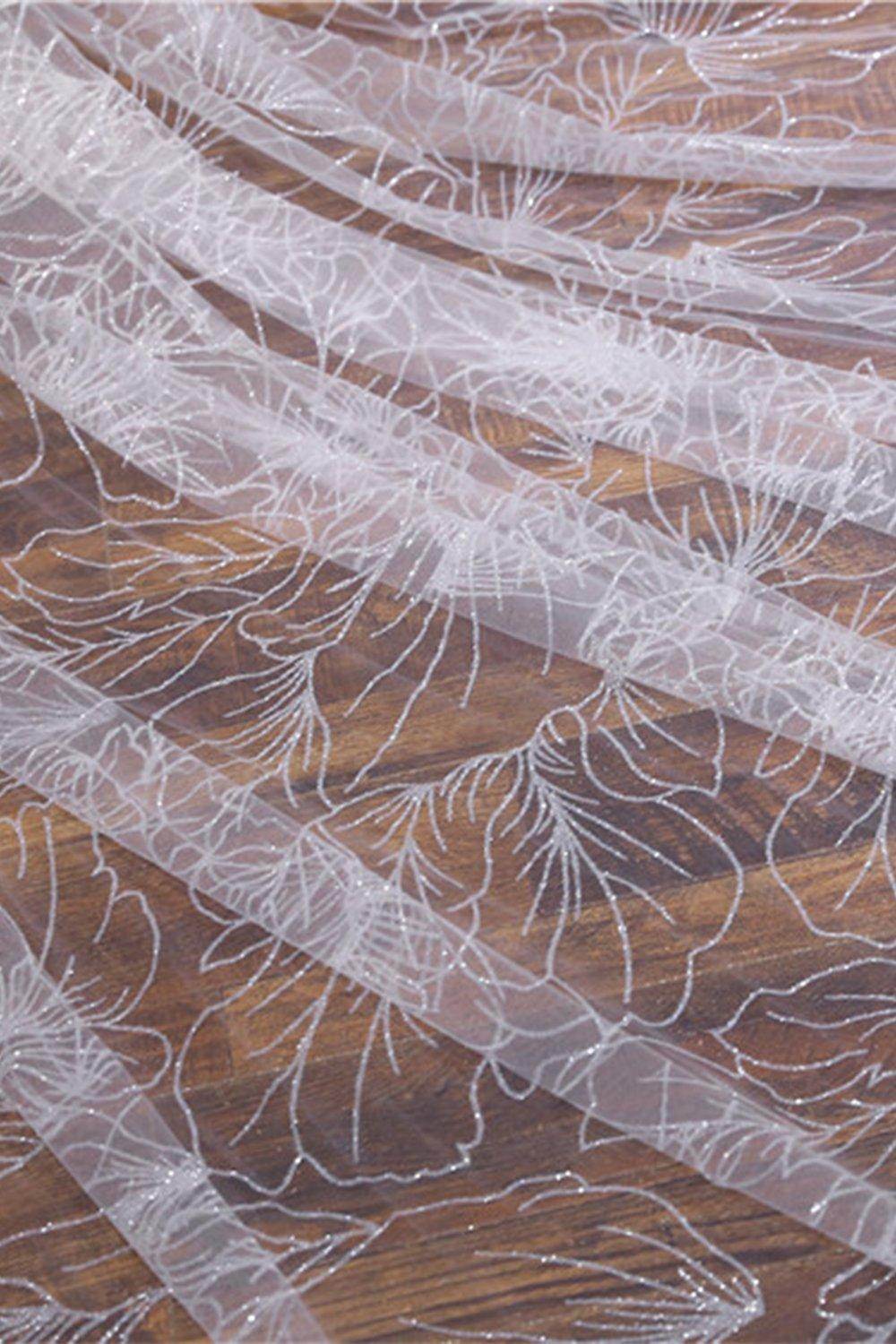 Elegant One-Tier Cut Edge Tulle Cathedral Wedding Veil with Sparkling Glitter Powder - CV0363 | Perfect for Bridal Ceremonies, Photos & Special Occasions