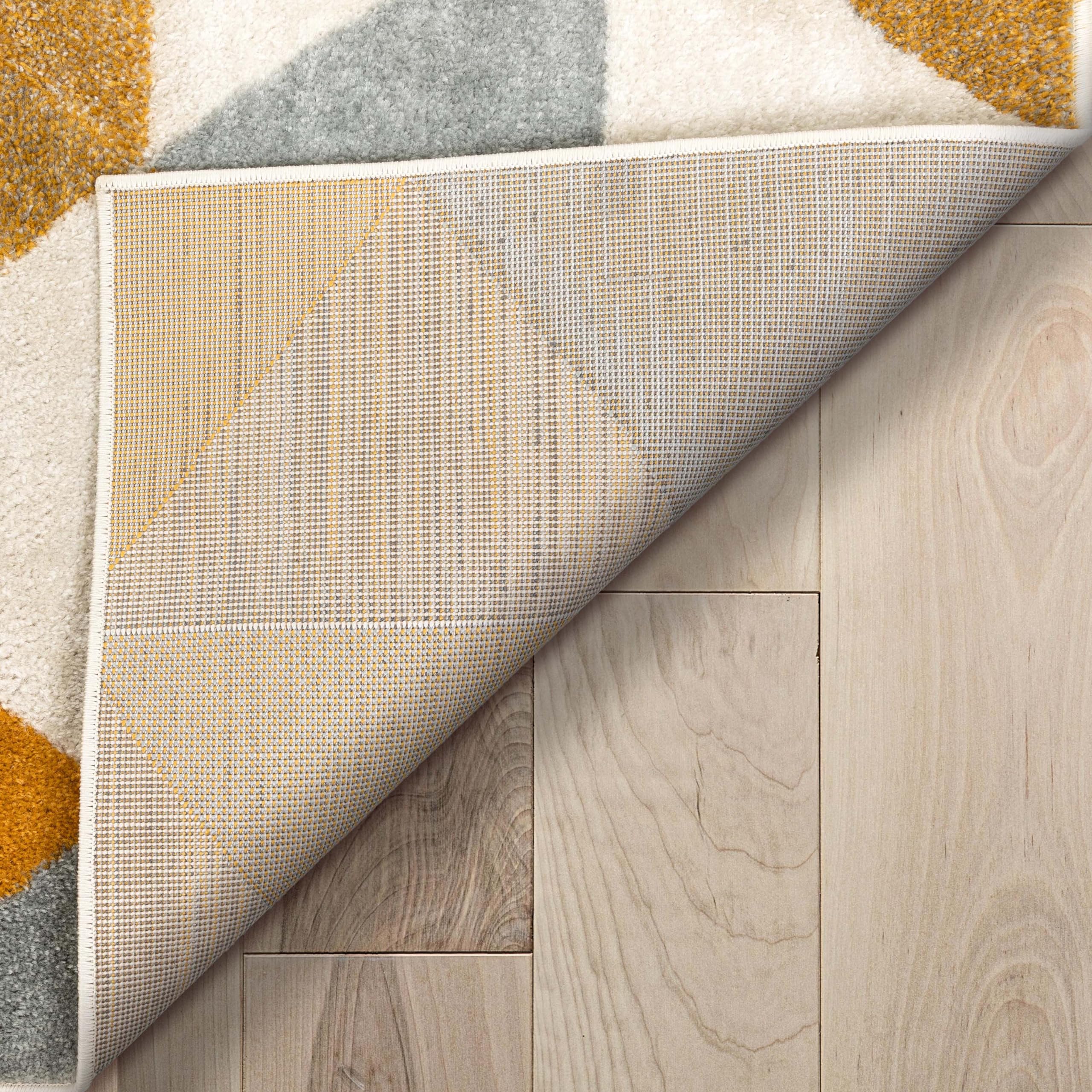 Well Woven Isometry Geometric Gold & Grey Triangle Area Rug 6'7