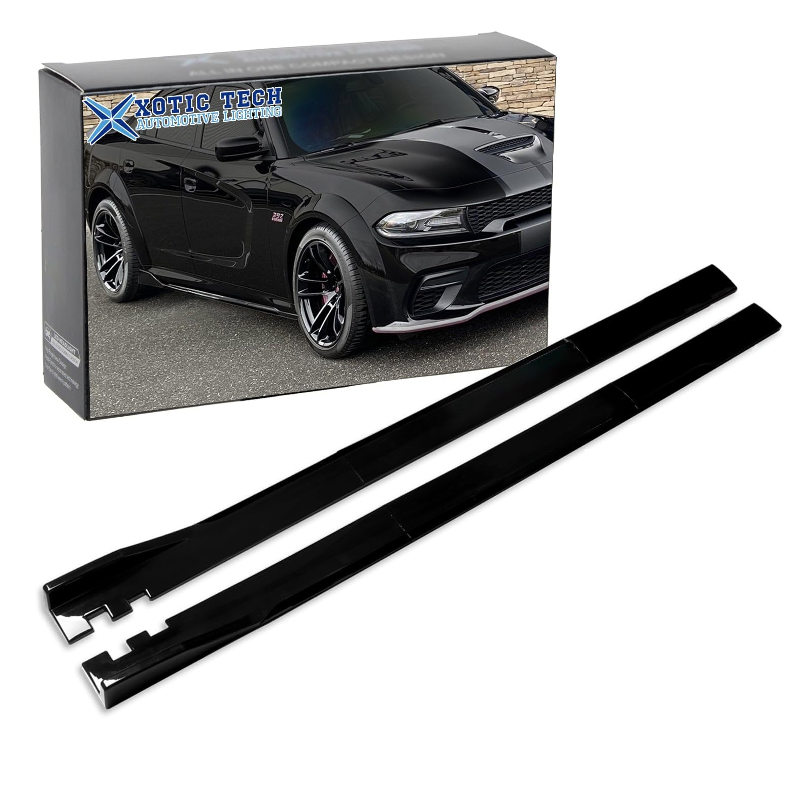 Universal Fit Car Side Skirts - Rocker Panel Protector with Splitter Winglets & Diffuser | Durable Bottom Line Extension Body Kit for Enhanced Style & Protection | Perfect for Street Racing, Car Shows & Daily Driving