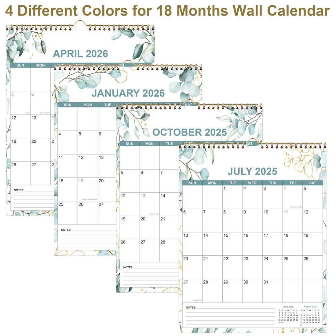 2025-2026 18-Month Wall Calendar Planner | July 2025 - December 2026 | Thick Paper 12