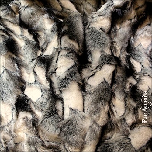 Premium 5'x7' Faux Fur Rabbit Pelt Throw Blanket - Black, Gray & White Minky Cuddle Fur Lining - Ultra Soft & Luxurious for Bed, Sofa & Home Decor