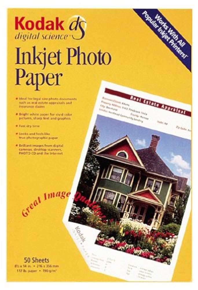 Kodak Premium Inkjet Photo Paper - Glossy Finish, 8.5x11 Inches, 260 gsm - Ideal for High-Quality Photo Printing, Scrapbooking, and Professional Presentations