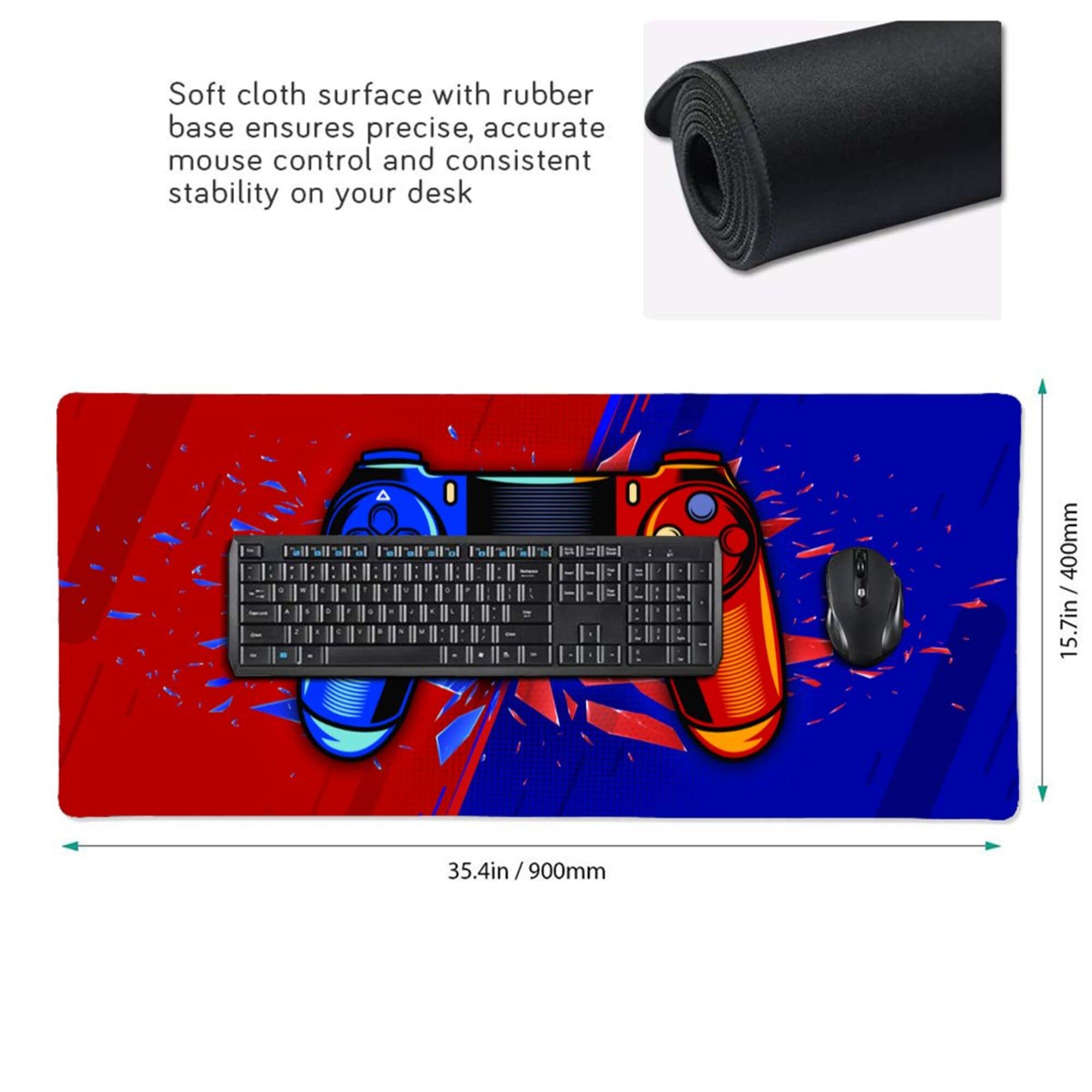Premium Extended Gaming Mouse Pad - Non-Slip Rubber Base & Stitched Edges (35.4x15.7 Inch) for PC, Laptop, Console | Perfect for Gamer Room Decor, Playroom Setup & Office Workstation