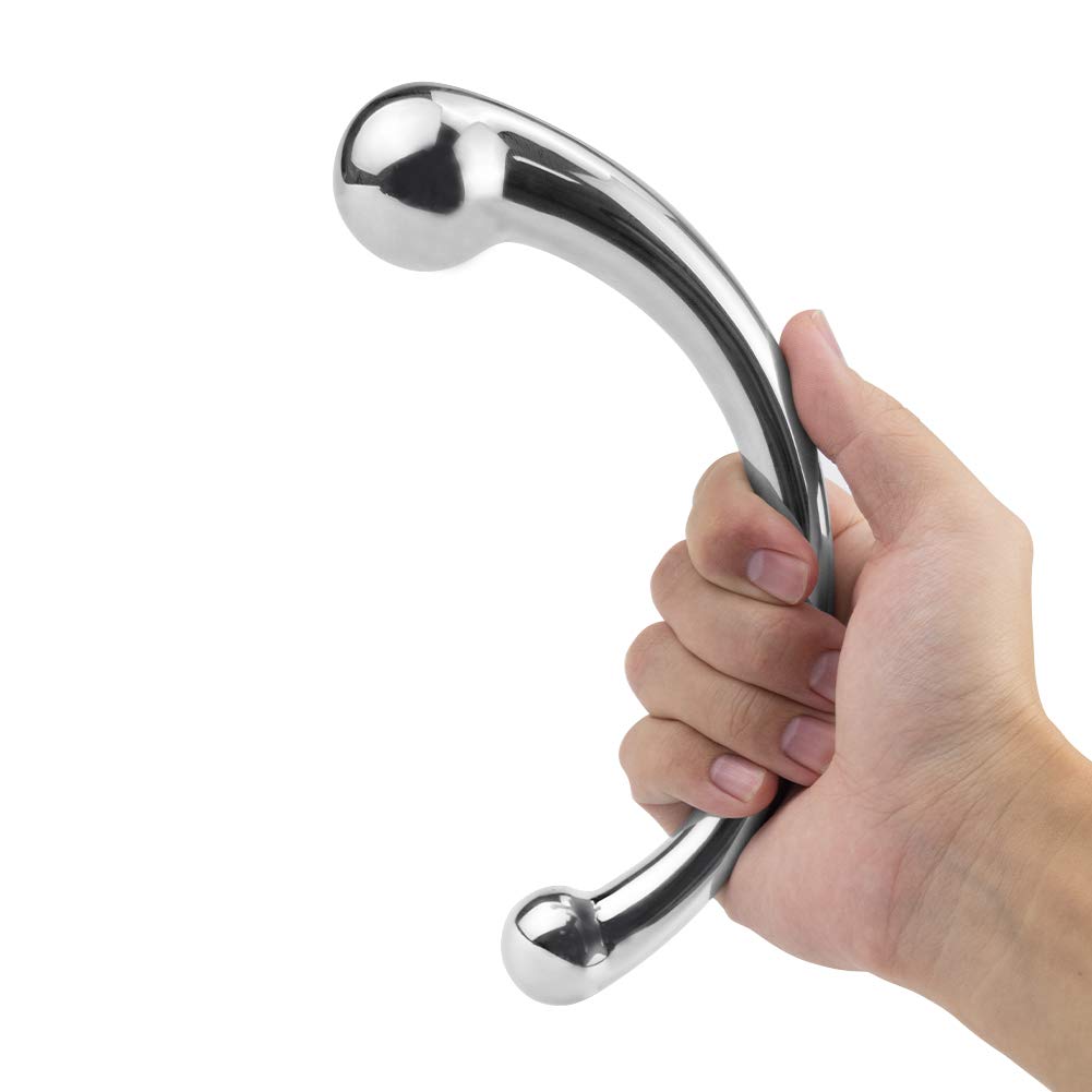 Premium G-Spot Massager & Dual-Ended Metal Dildo - Curved Design for Intense Stimulation | Couples Sex Toy for Enhanced Pleasure & Fetish Play | Perfect for Solo Play & Partnered Exploration