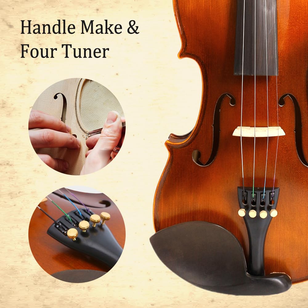 Best 1/8 Violins for Kids Ages 3-5 - Premium Maple & Spruce Wood with Ebony Fittings - Perfect Beginner Violin Gift for Young Musicians - Ideal for Music Lessons, Practice & Early Childhood Education