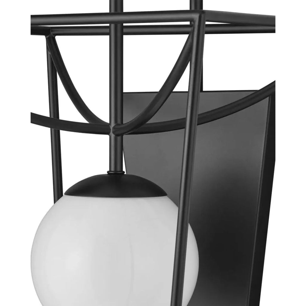 23.5 Inch Rochefort Black Metal and Glass Wall Sconce - Modern Lighting Fixture for Bedroom, Living Room, Hallway, and Entryway Decor