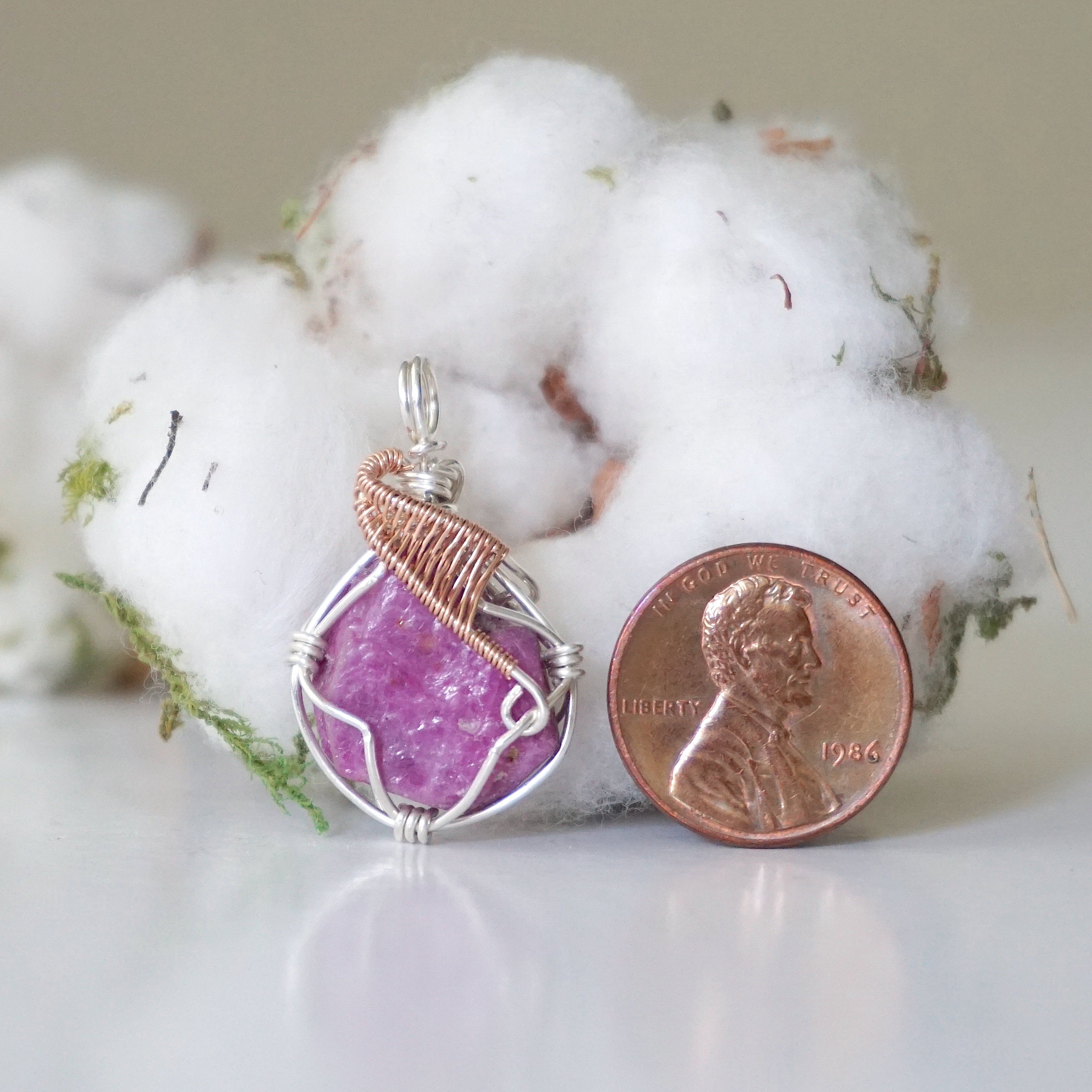 Natural Raw Ruby Crystal Necklace - Sterling Silver & 14K Gold Pendant Jewelry for Women | Elegant Gift for Birthday, Anniversary & Special Occasions