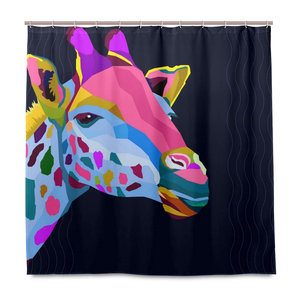 Colorful Giraffe Bath Shower Curtain 72x72 Inch - Waterproof Fabric Bathroom Decor with Hooks for School, Dorm, Kids Room & Home Use