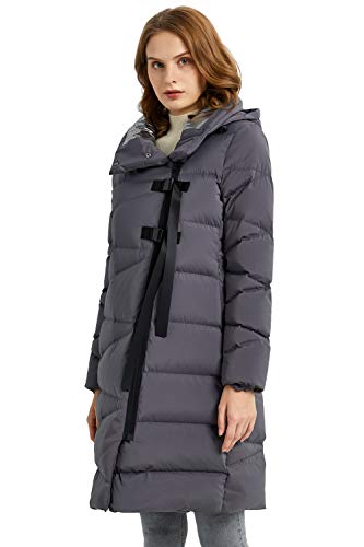 Orolay Women's Hooded Down Jacket - Long Winter Coat, Asymmetric Puffer Jacket for Cold Weather - Perfect for Snowboarding, Skiing & Outdoor Activities