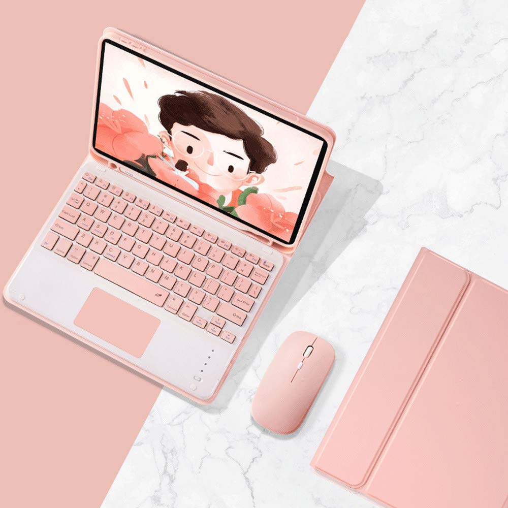 Wireless Bluetooth Keyboard Case with Touchpad & Mouse for iPad Air 2/5th/6th Gen 9.7 inch - Detachable 3-Piece Set (Pink) | Perfect for Work, Study & Travel