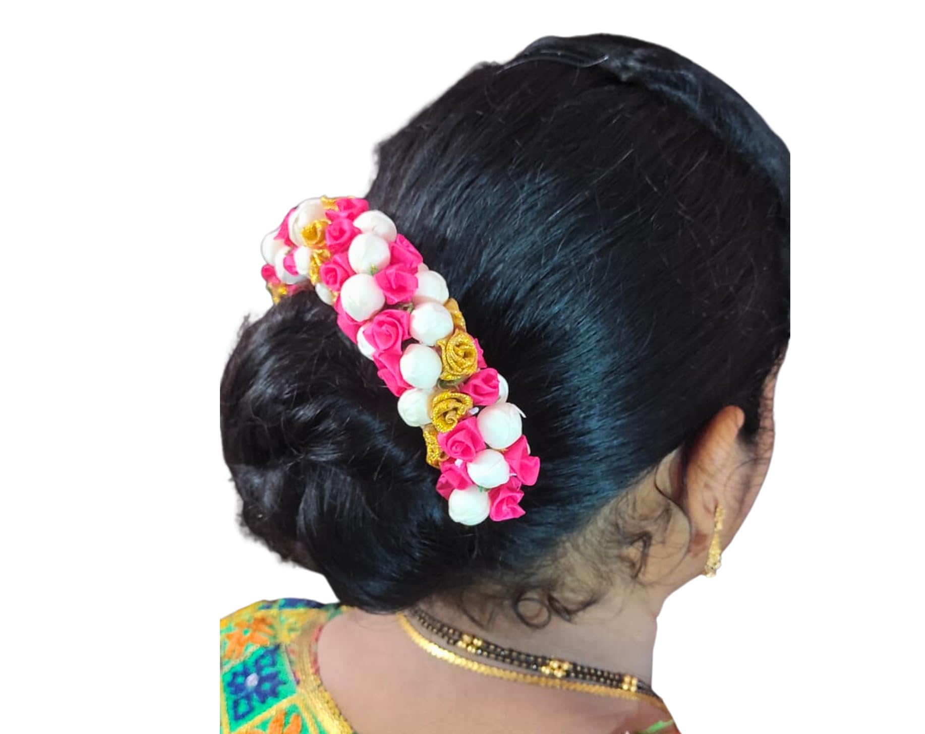 Ervio Handmade Floral Hair Gajra - Elegant Wedding Bridal Hair Veni & Indian Bun Accessory | Traditional Juda Hair Decoration | Women's Hair Garland for Weddings, Parties & Festivals