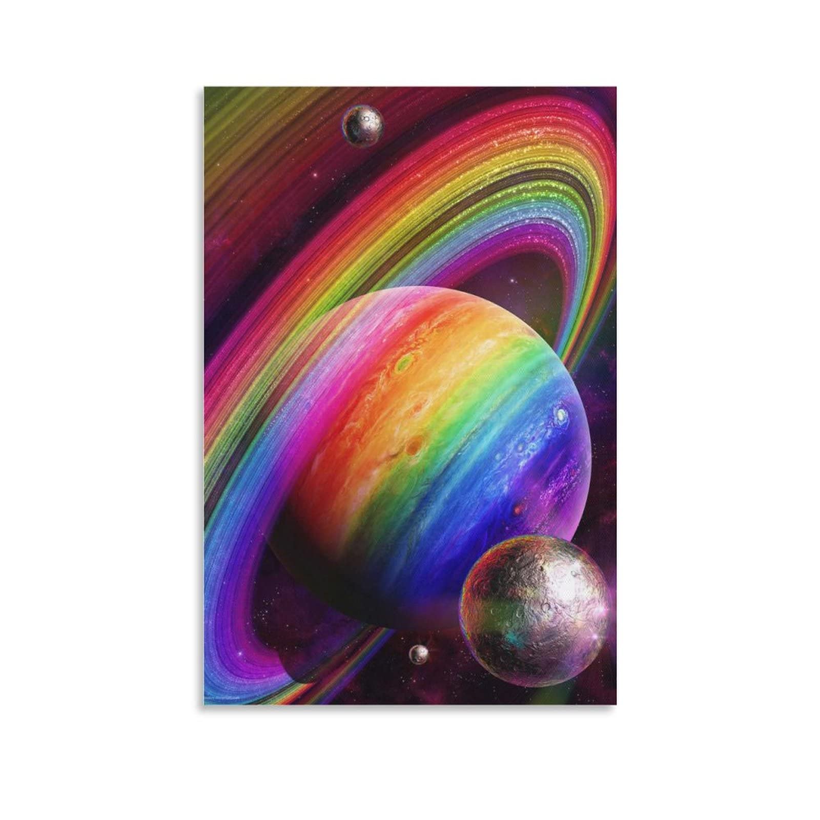 Ruowang Planet Colorful Space Universe Sci-Fi Watercolor Canvas Wall Art - 24x36 inch (60x90cm) Space Themed Poster for Bedroom, Living Room & Office Decor - Perfect Gift for Astronomy Lovers & Sci-Fi Fans