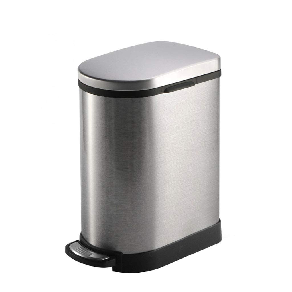 XLAHD 10L Stainless Steel Pedal Trash Can - Rectangular Flip Lid Design for Kitchen, Bathroom & Living Room | Sand Silver & White Color Options | Space-Saving Waste Recycling Bin for Home Organization