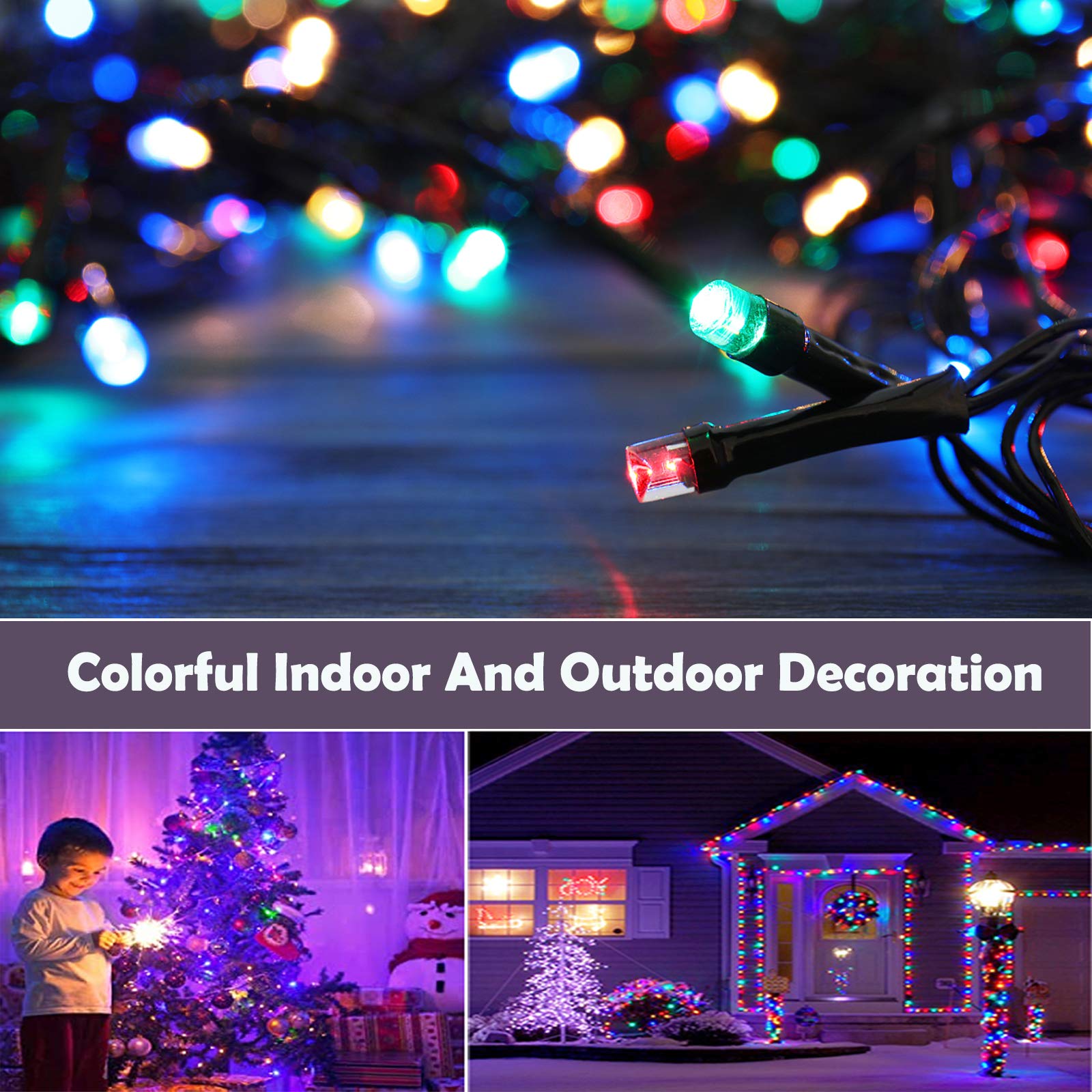 Bright 300 LED Christmas Lights Outdoor - 100ft Connectable for Tree & Party Decor