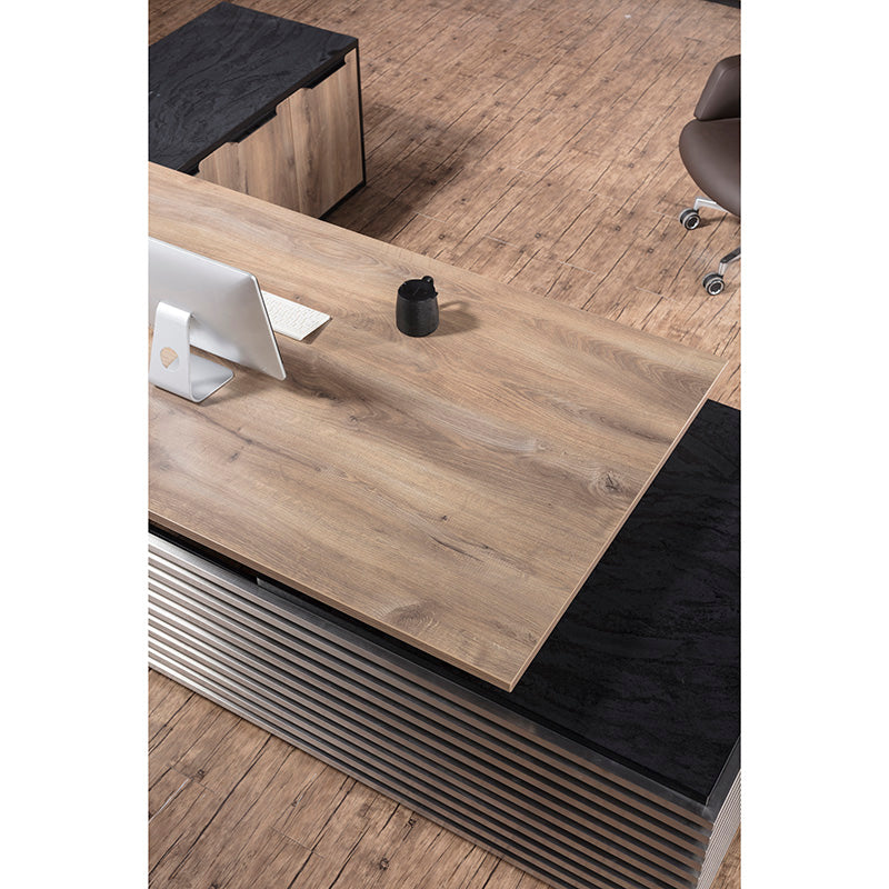 Premium PHOENIX 2.0 Electric Height Adjustable Standing Desk with Right Return (2.8m) - Warm Oak & Black Finish | Ergonomic Home Office & Workspace Solution for Professionals