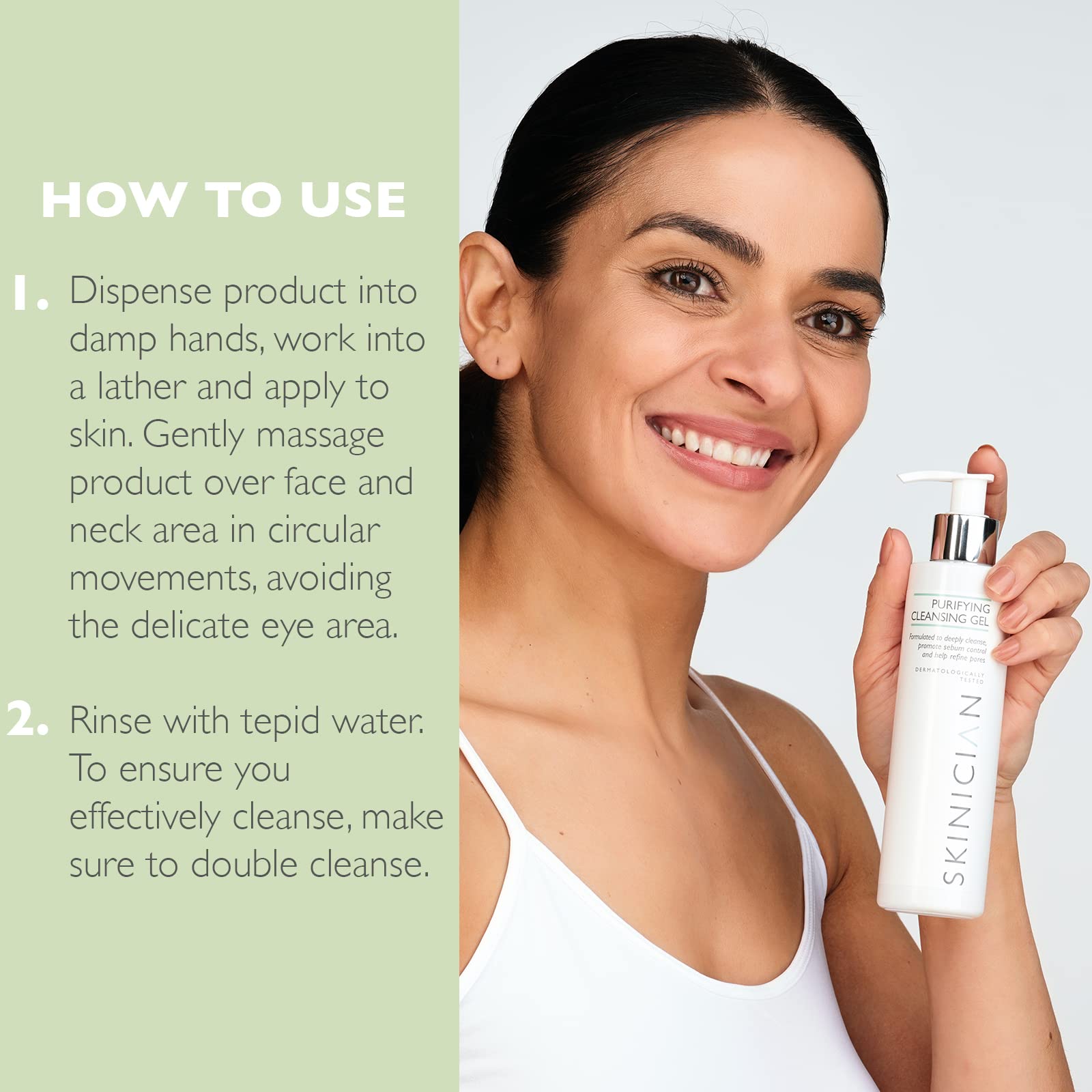 SKINICIAN Purifying Cleansing Gel - Gentle Face Wash with Witch Hazel & Green Tea for Oily & Combination Skin - Vegan, Cruelty-Free Facial Cleanser (200ml) - Removes Excess Oil & Rebalances Skin - Perfect for Morning & Night Skincare Routine