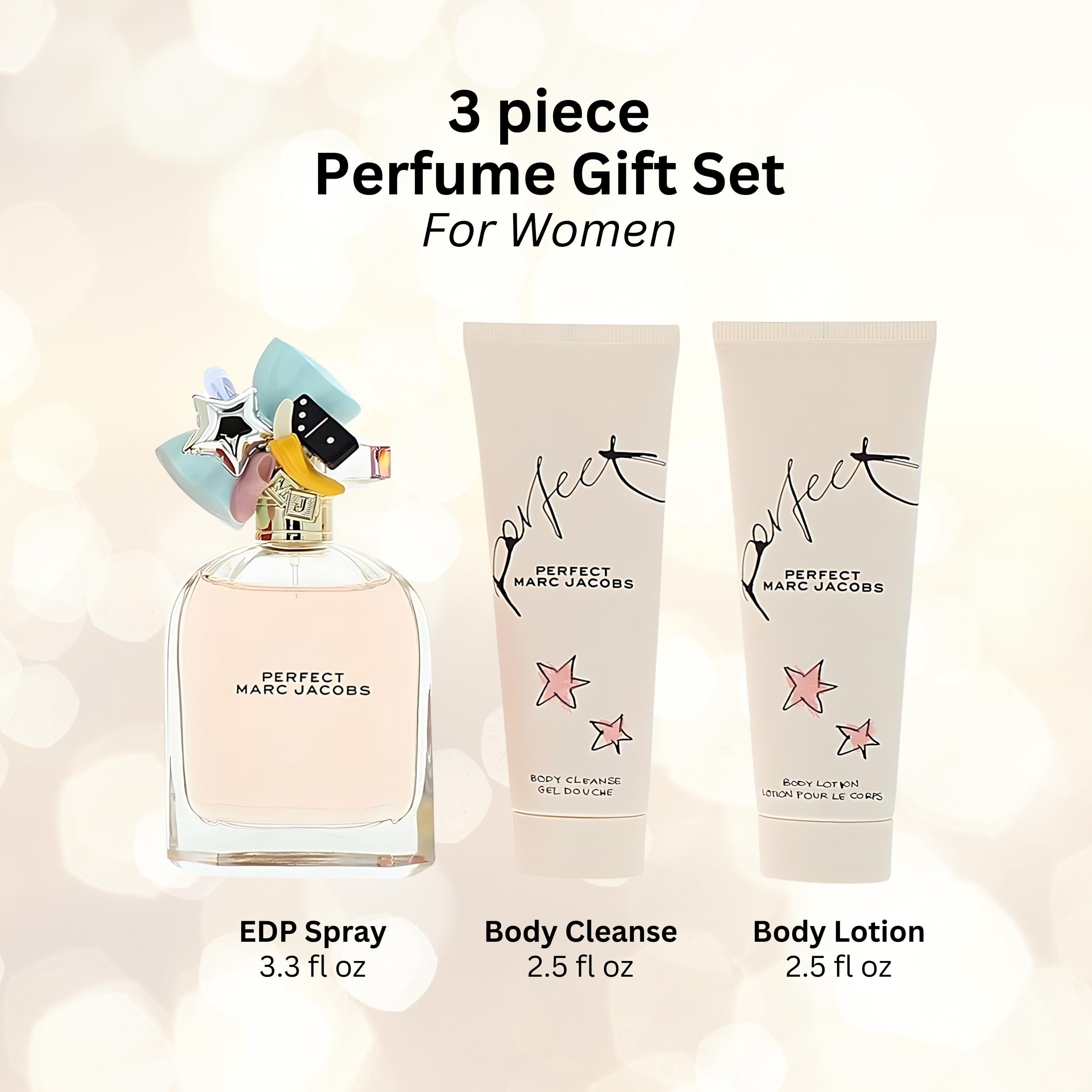 Marc Jacobs Perfect 3-Piece Gift Set for Women - Luxury Fragrance, Body Lotion & Shower Gel - Ideal for Birthday, Anniversary & Holiday Gifts