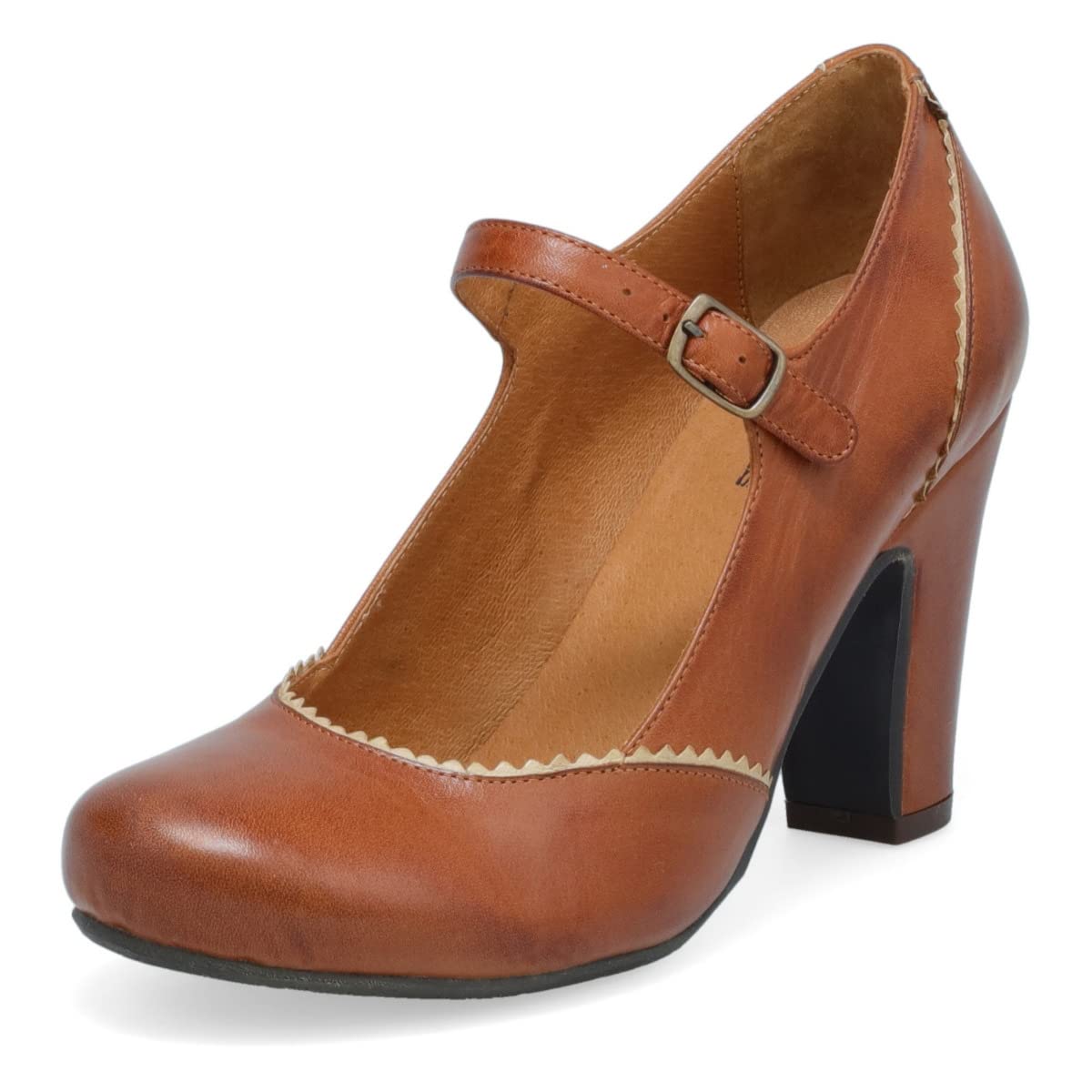 Miz Mooz Kettle Women's Mary Jane Pumps - Comfortable Low Heel Dress Shoes for Work, Wedding & Office Wear | Classic Leather Pumps with Buckle Strap for Women