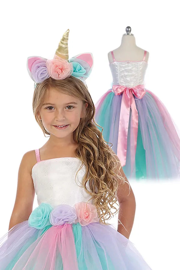 Rainbow Unicorn Princess Dress for Girls - Sparkly Costume for Birthday Party, Halloween & Dress Up Play | Size 1449