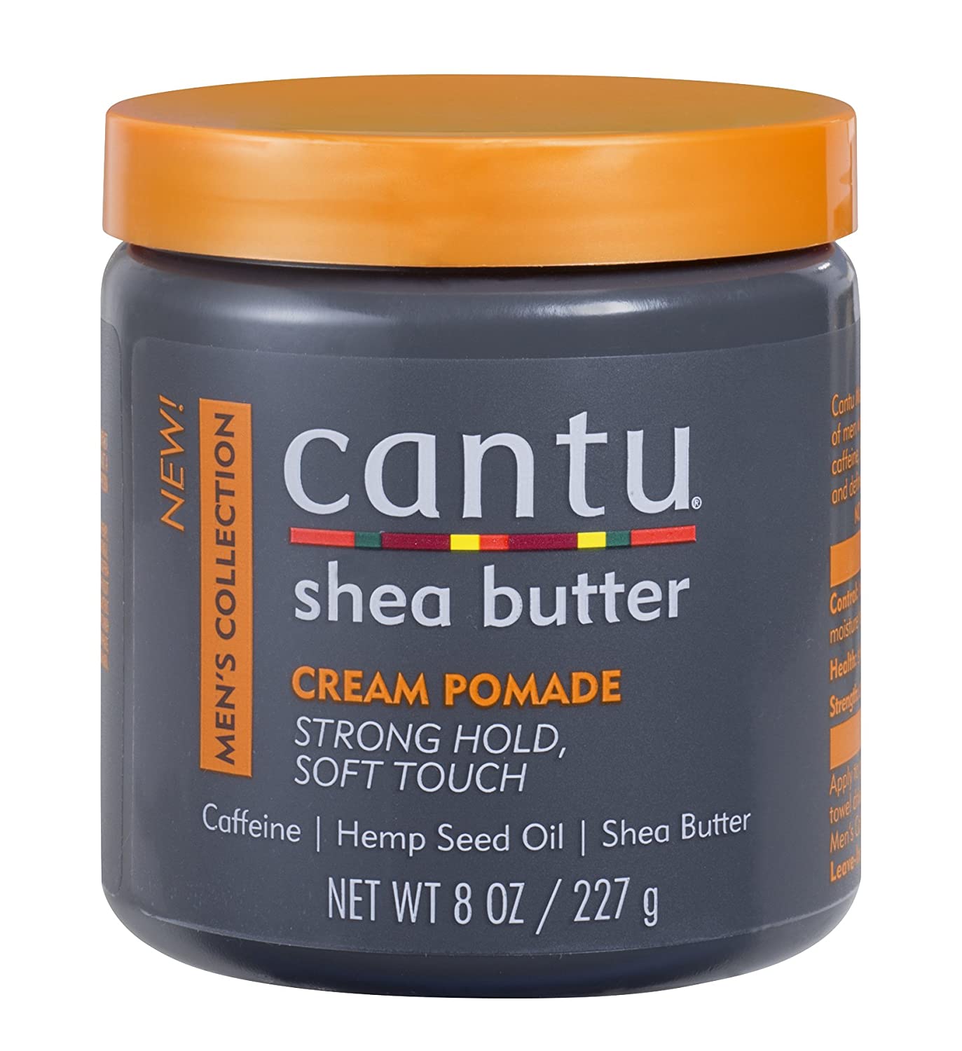 Cantu Men's Styling Cream Pomade - 8 oz for Strong Hold & Shine - Perfect for Hair Styling, Fades & Beard Grooming