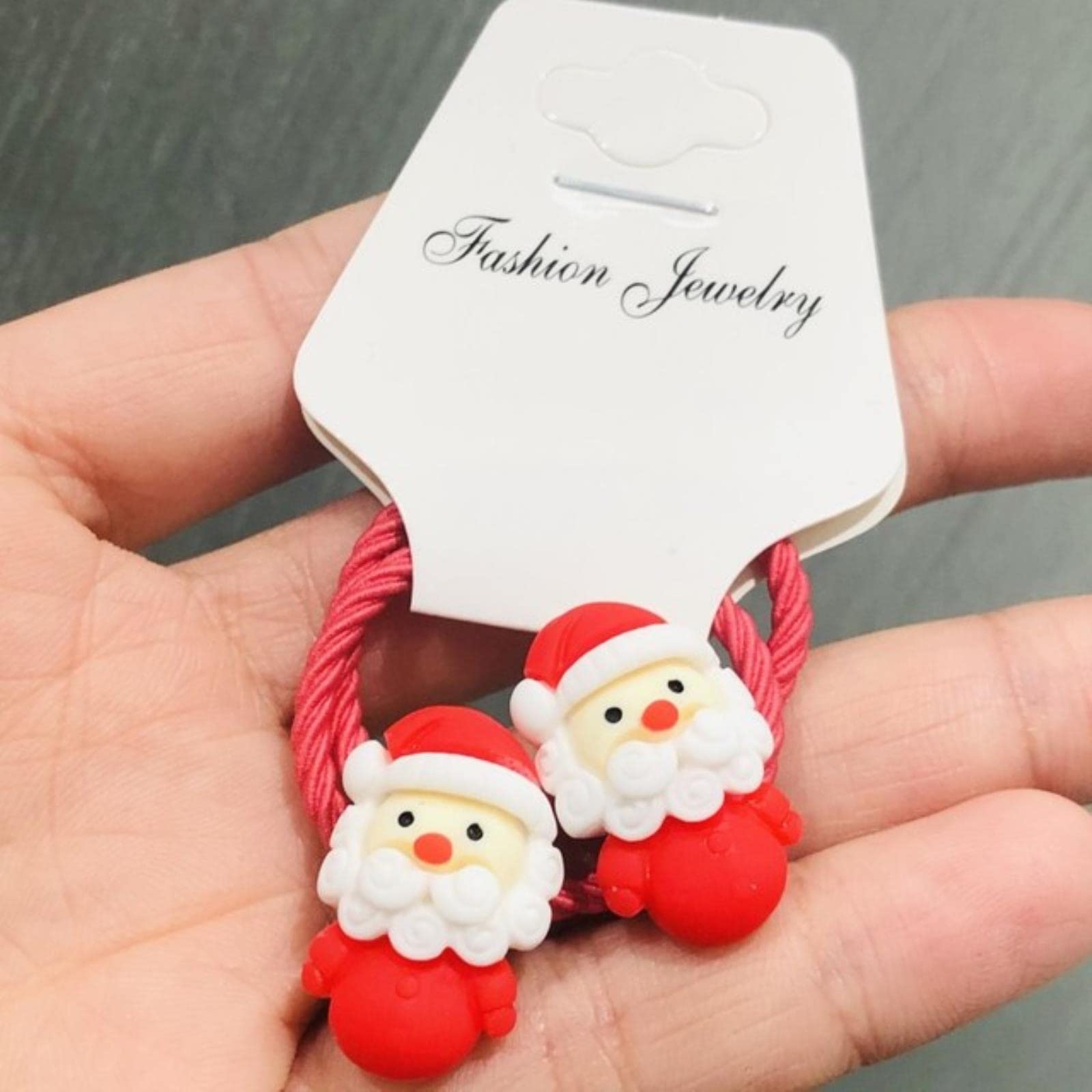 2Pcs Christmas Sock Hair Scrunchies for Girls - Soft Elastic Hair Bands with Holiday Decorations - Perfect for School, Parties & Festive Hair Styling