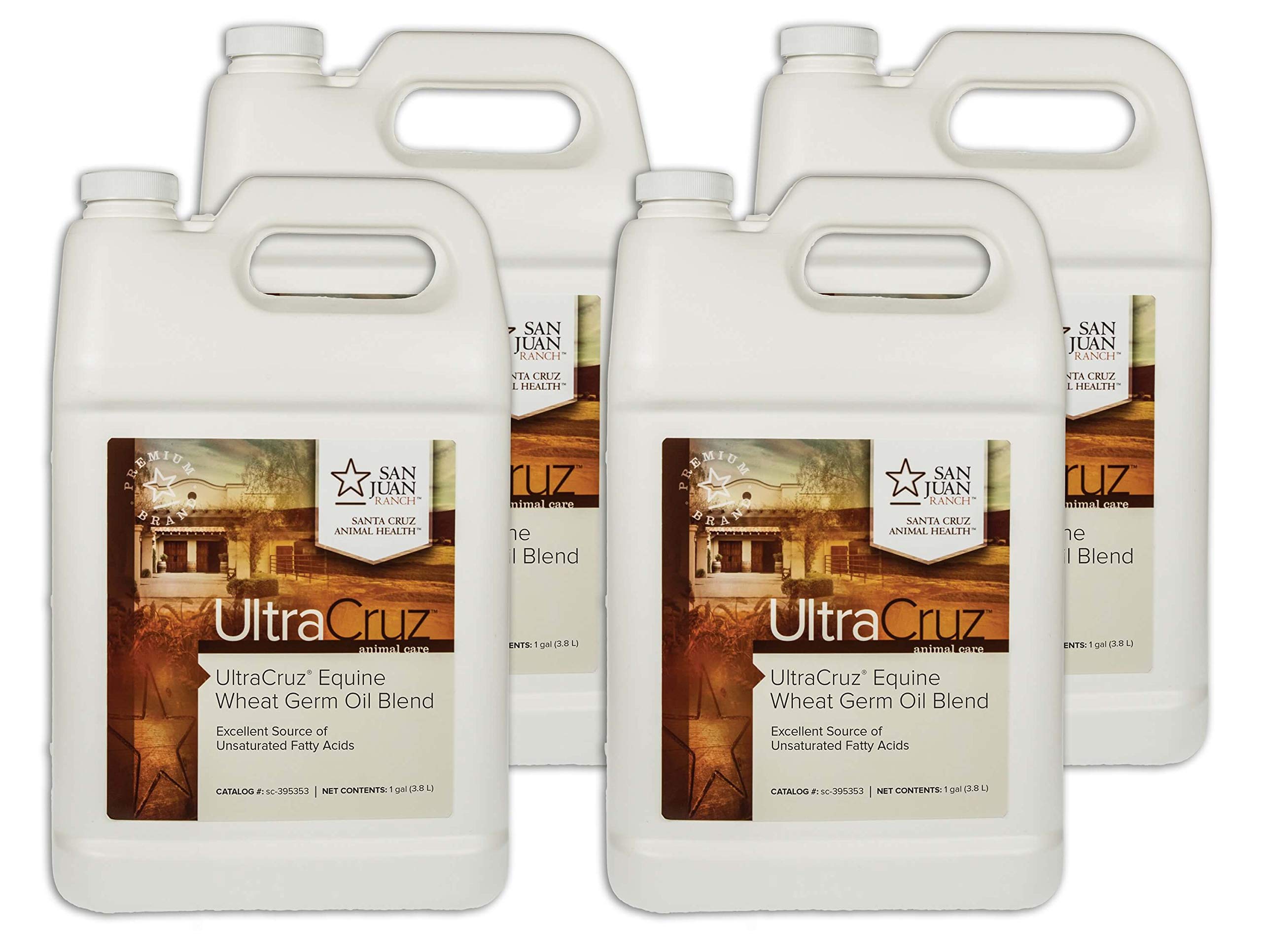 UltraCruz Wheat Germ Oil Blend Supplement for Horses & Livestock - 4 Pack (1 Gallon Each) | Supports Skin, Coat & Joint Health | Ideal for Equine Care & Farm Animal Nutrition