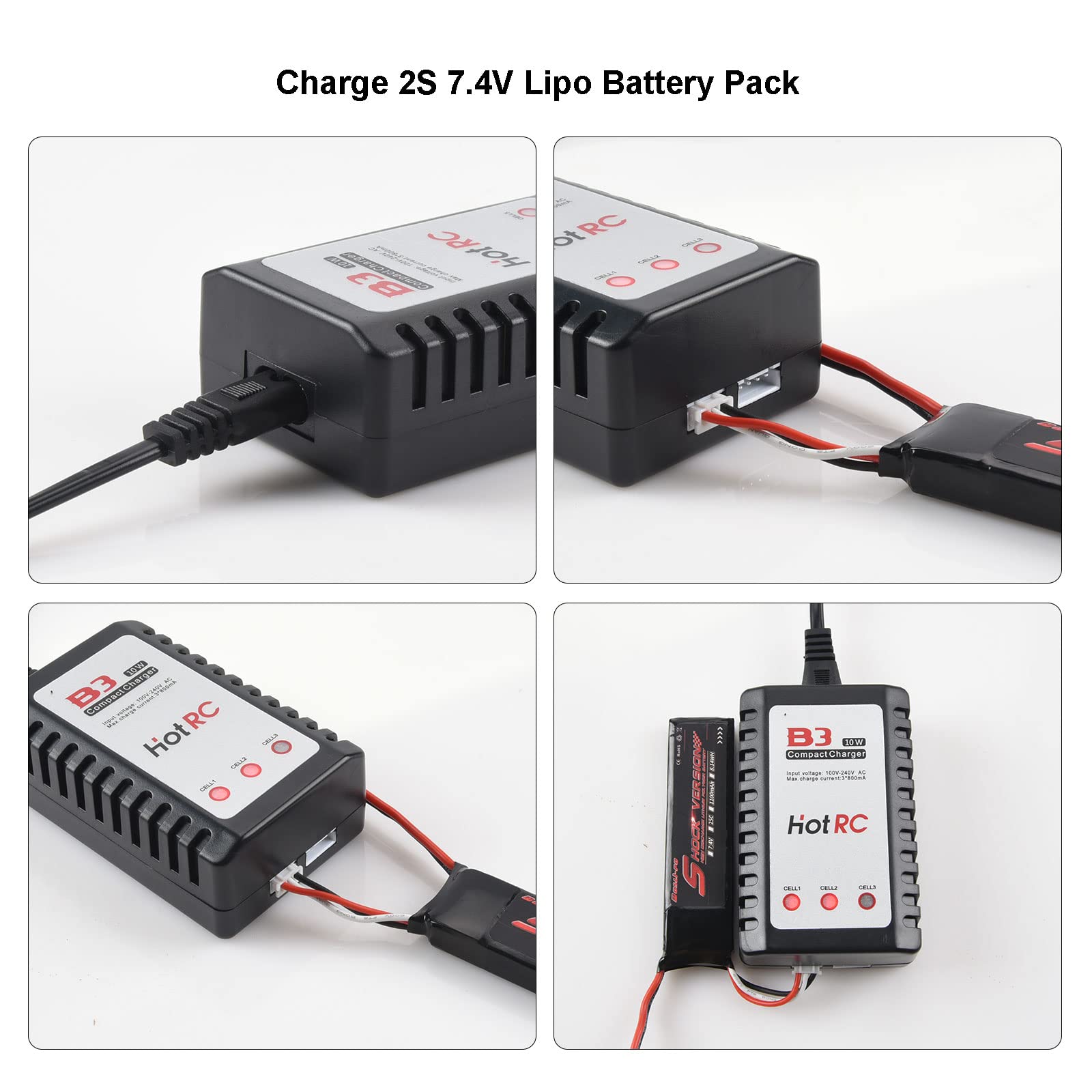 Soshine Smart 10W Balance Lipo Battery Charger for 2S 3S Cells - 7.4V 11.1V Airsoft Gun Battery Charger | Perfect for Airsoft Enthusiasts & RC Hobbyists