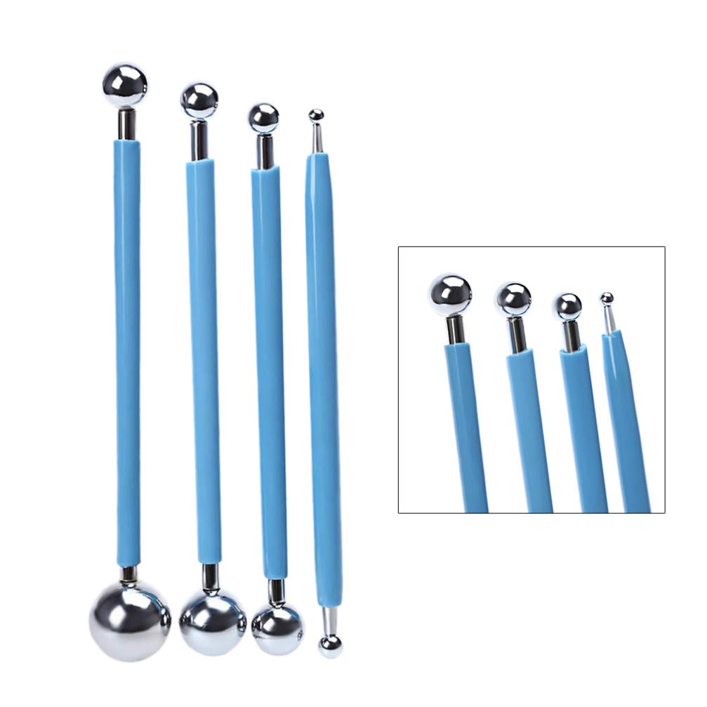 4-Piece Metal Fondant Cake Decorating Tools Set - DIY Gumpaste Modeling Clay Sculpting Kit for Professional Cake Design | Perfect for Birthday, Wedding & Baking Projects