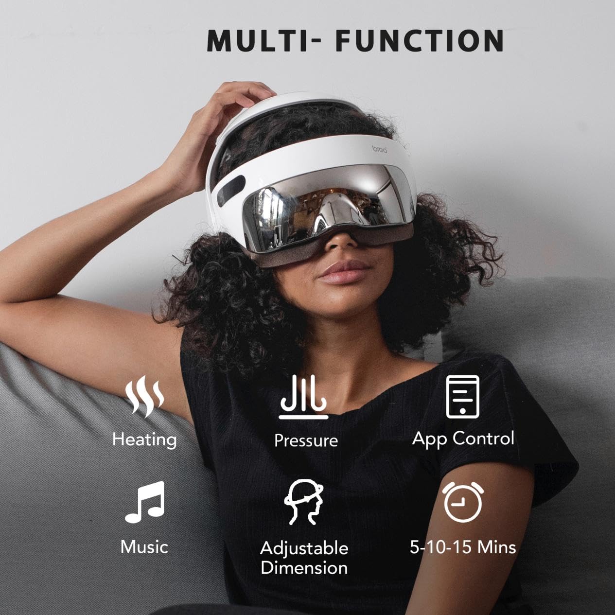 Breo iDream5s Electric Head Massager with Heat Therapy - 3D Kneading & Pressure Relief for Eyes, Neck & Scalp - Smart App Controlled Relaxation Device for Stress Relief & Better Sleep at Home/Office