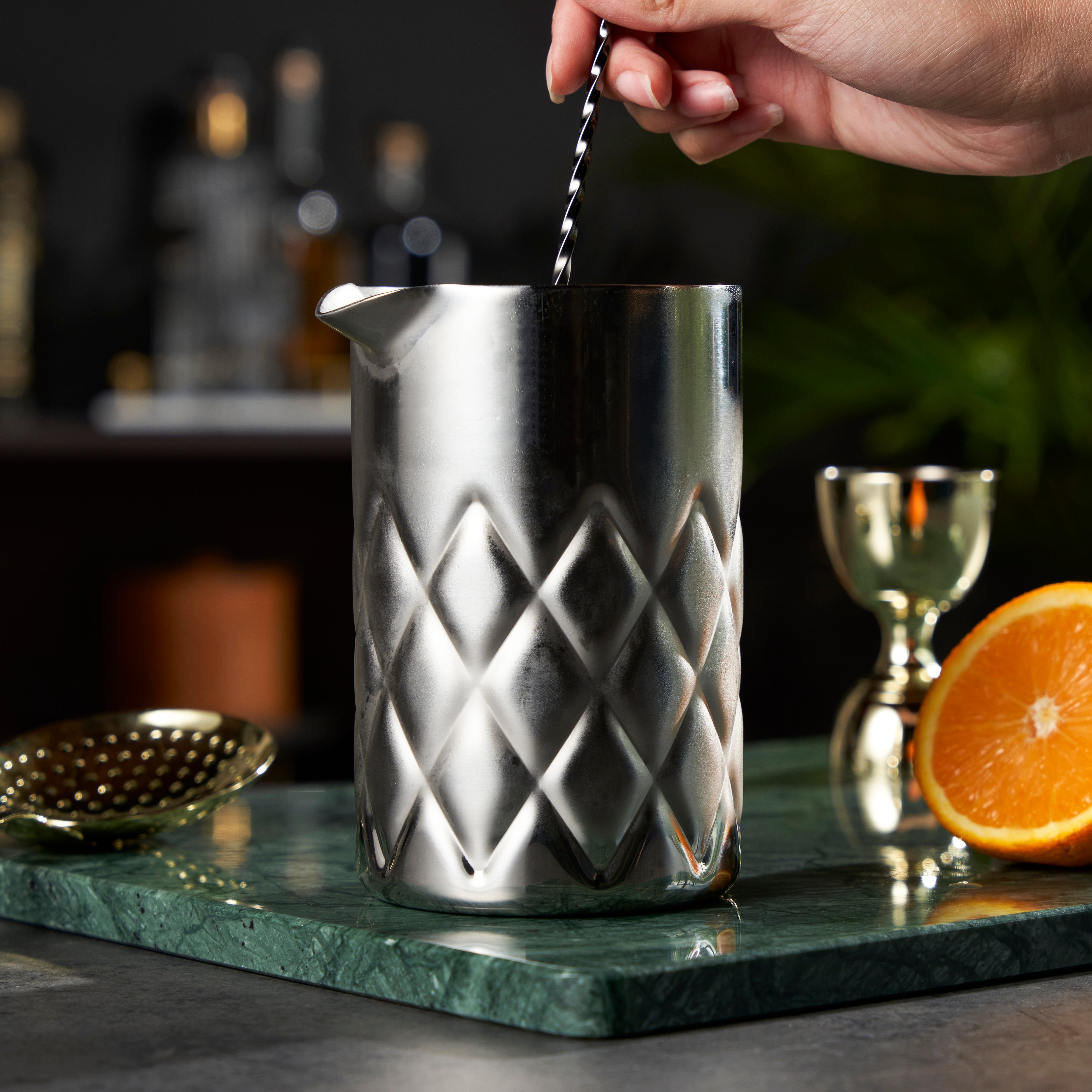 Premium Admiral Stainless Steel Double Wall Mixing Glass - 16oz Cocktail Mixing Cup with Spout for Bar, Home & Professional Bartenders - Perfect for Mixing Martinis, Old Fashioned & Craft Cocktails