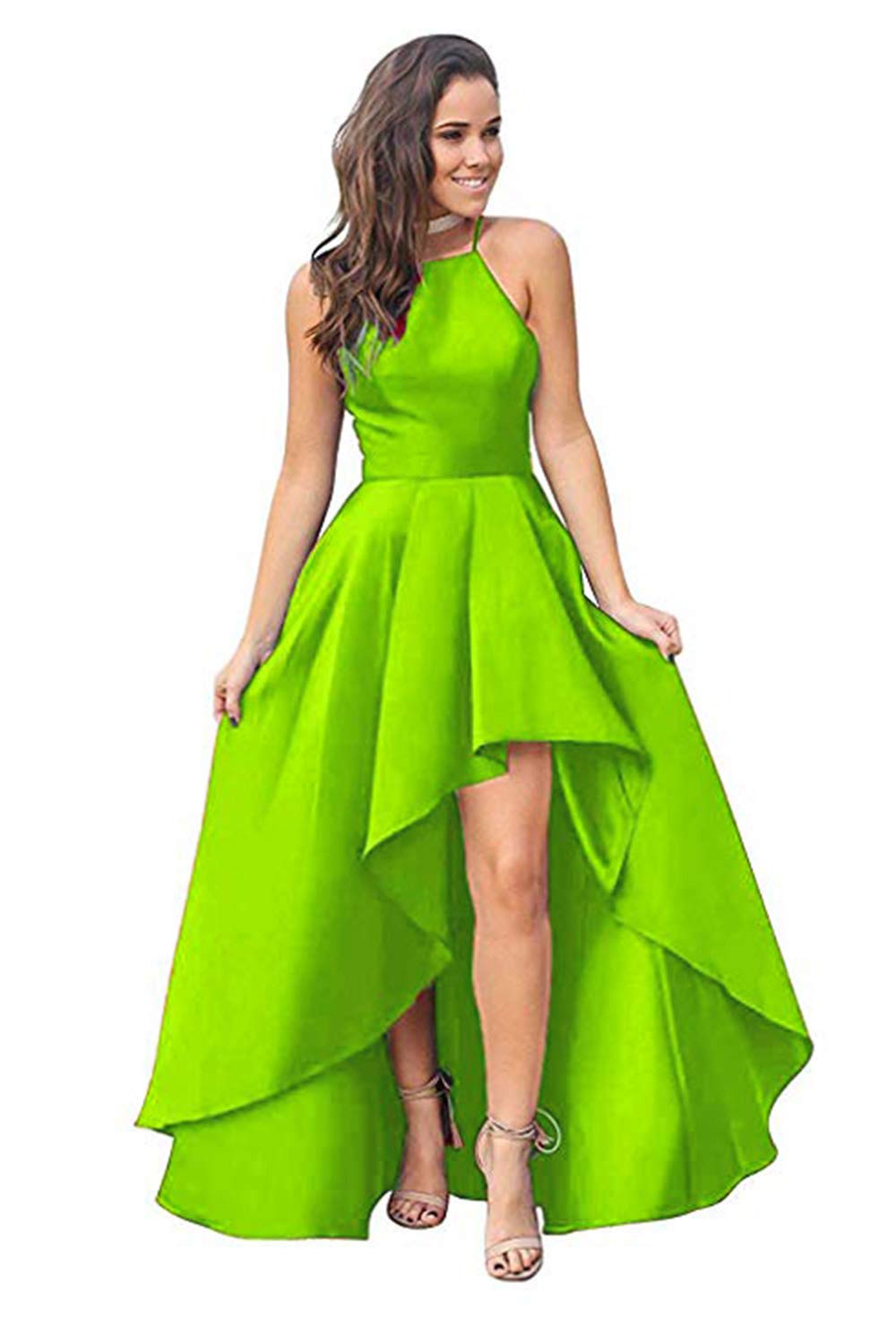 JiusTan Elegant Long Satin Prom Dresses | Bridesmaid & Wedding Party Gowns | High-Low Homecoming Dresses for Women | Perfect for Formal Events, Dances & Special Occasions