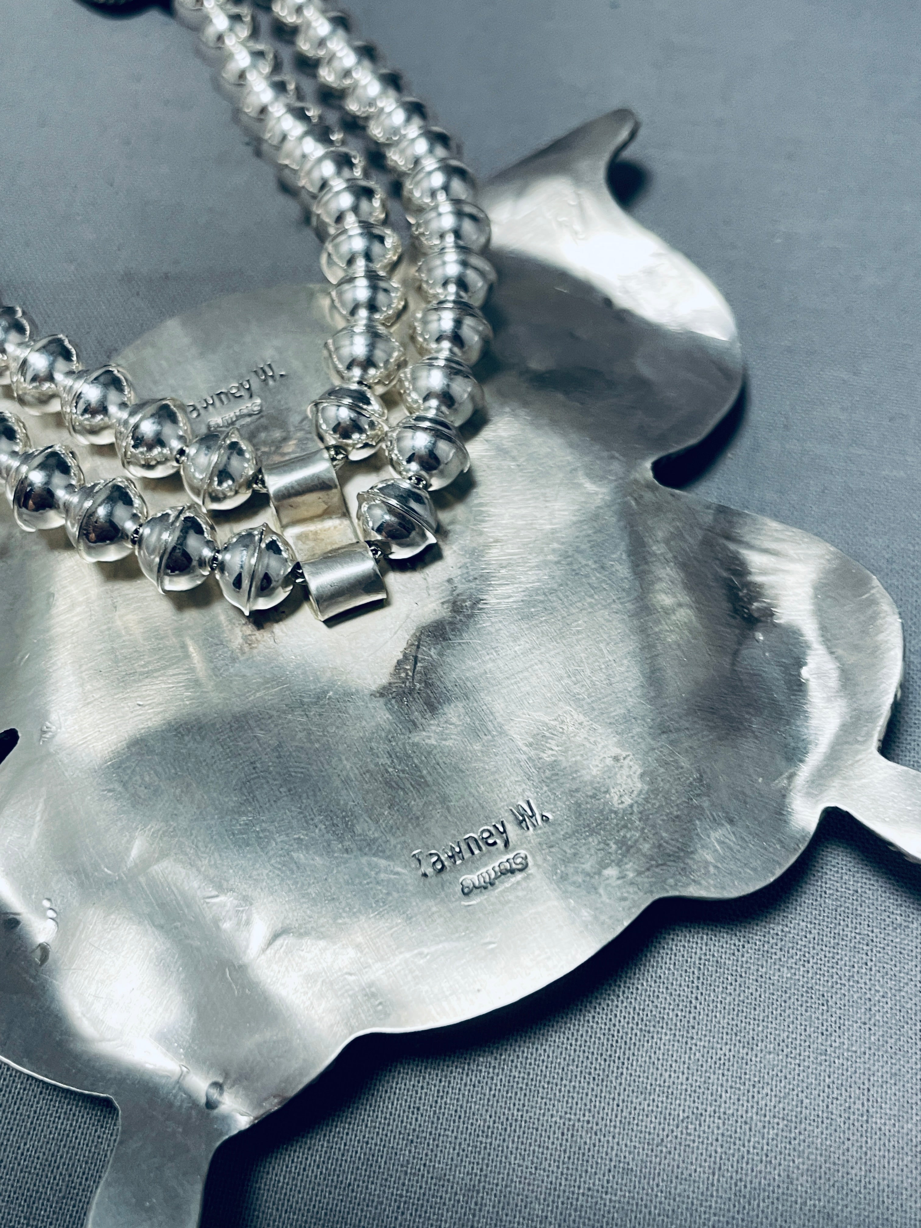 203 Grams Authentic Navajo Sterling Silver Squash Blossom Necklace with Natural Turquoise - Handmade Native American Jewelry for Women, Perfect for Weddings, Ceremonies and Boho Fashion