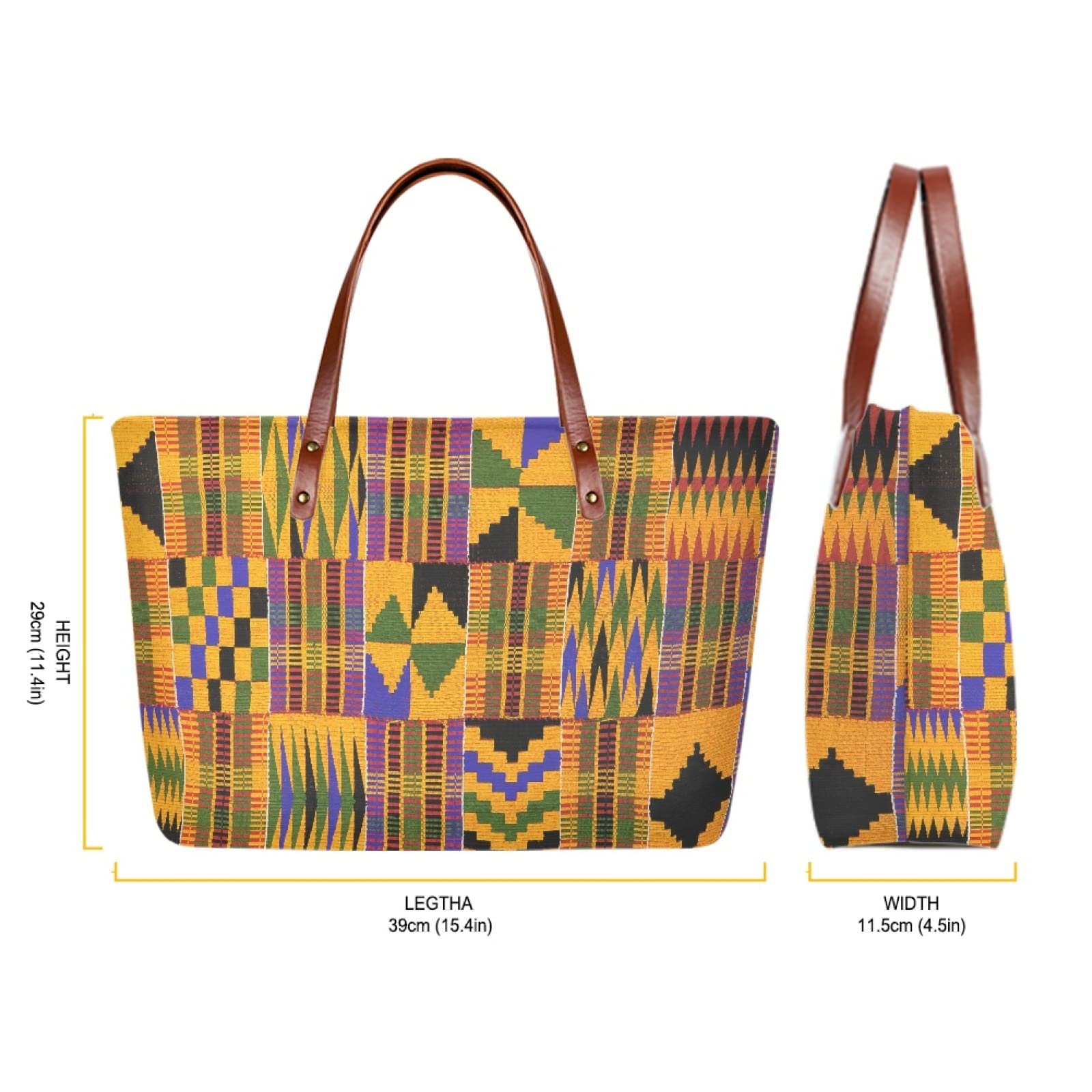 African Tribal Print Women's Tote Shoulder Bag - Ethnic Handmade Casual Purse for Work, Travel & Beach Day