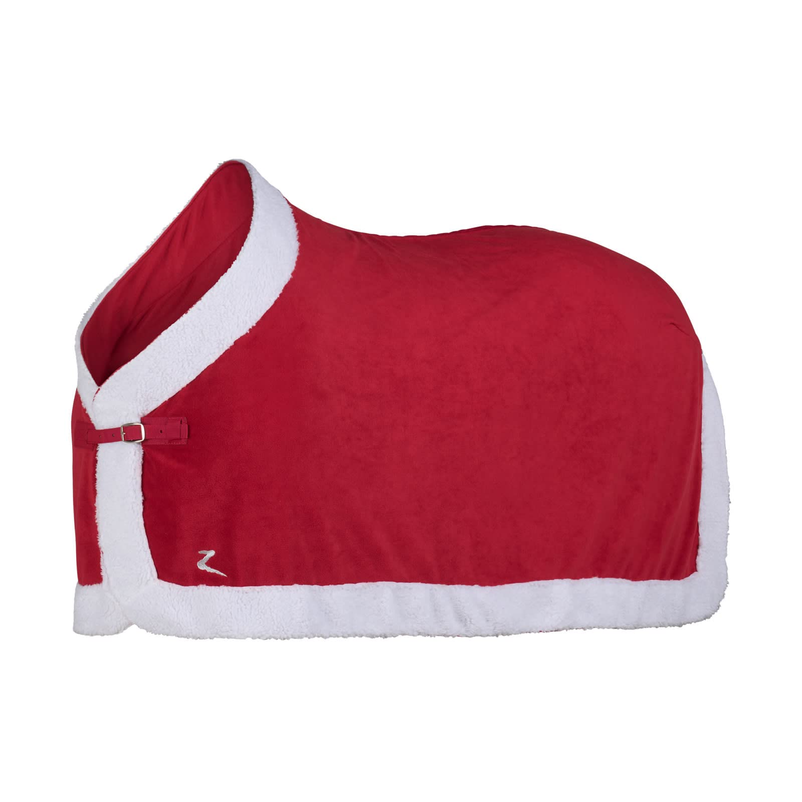 HORZE Santa Christmas Fleece Horse Cooler Blanket with Faux Fur - Red - 72 Inch for Winter Horse Riding & Stable Comfort - Perfect for Holiday Equestrian Gifts & Festive Horse Shows