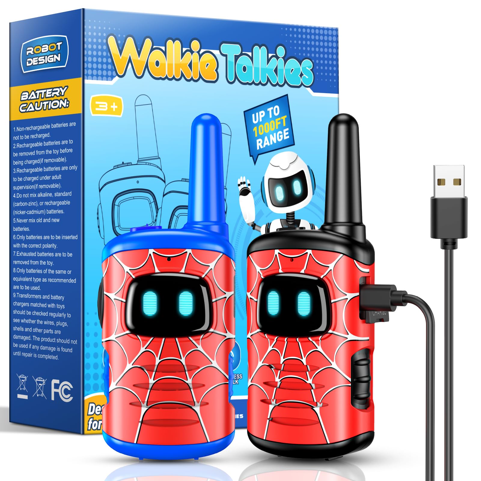 Rechargeable Kids Walkie Talkies 2 Pack - Best Outdoor Toys for Boys & Girls Ages 3-8 | Perfect for Easter, Birthday Gifts, Hiking, Camping & Backyard Adventures
