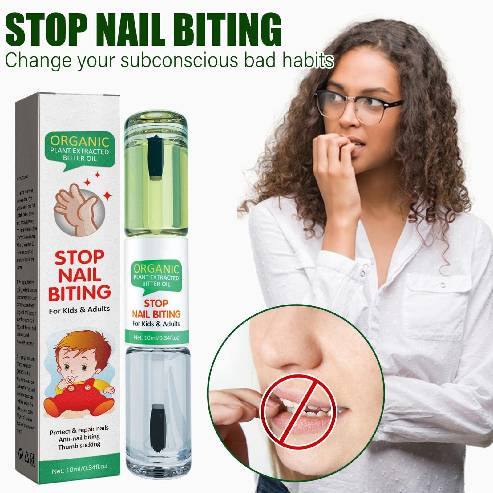 Natural Anti Nail Biting Polish for Kids - Stop Thumb Sucking & Nail Biting | Bitter Nail Water Solution | Safe 10ml Formula | Perfect for Toddlers & Children's Nail Care Routine