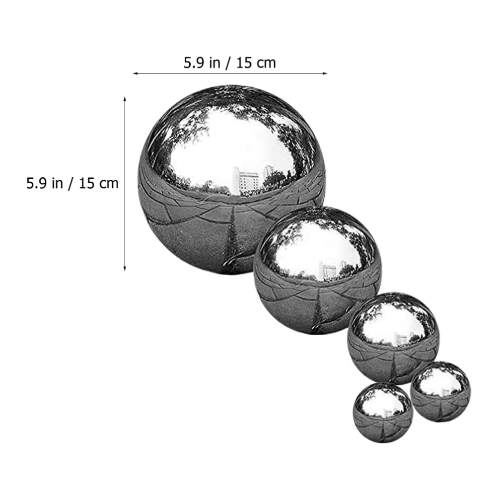 5-Piece Stainless Steel Garden Reflector Hollow Balls - Mirror Polished Outdoor Decor for Lawn, Patio, and Backyard | Gazing Globe Ornaments for Sunlight Reflection & Landscape Design