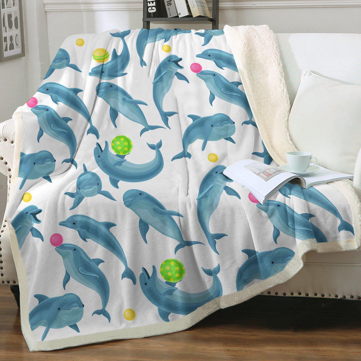Cozy Dolphins Soul Fins Sherpa Fleece Blanket - Ultra Soft Warm Throw for Couch, Bed & Winter - Perfect Gift for Home, Office & Travel