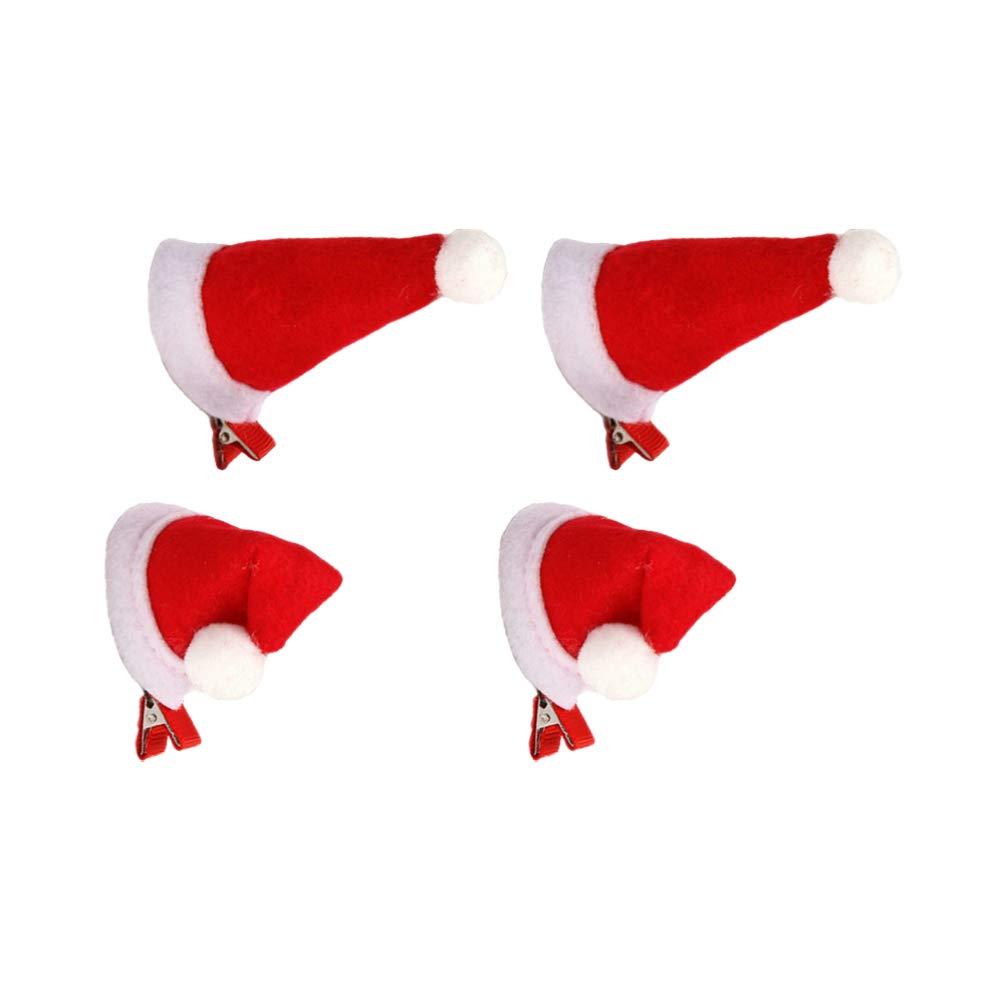 minkissy 2 Pairs Christmas Hat Hair Clips - Cute Santa Cap Bobby Pins & Barrettes for Kids & Adults - Xmas Costume & Cosplay Accessories - Perfect for Holiday Parties, Festive Photos & Christmas Gifts