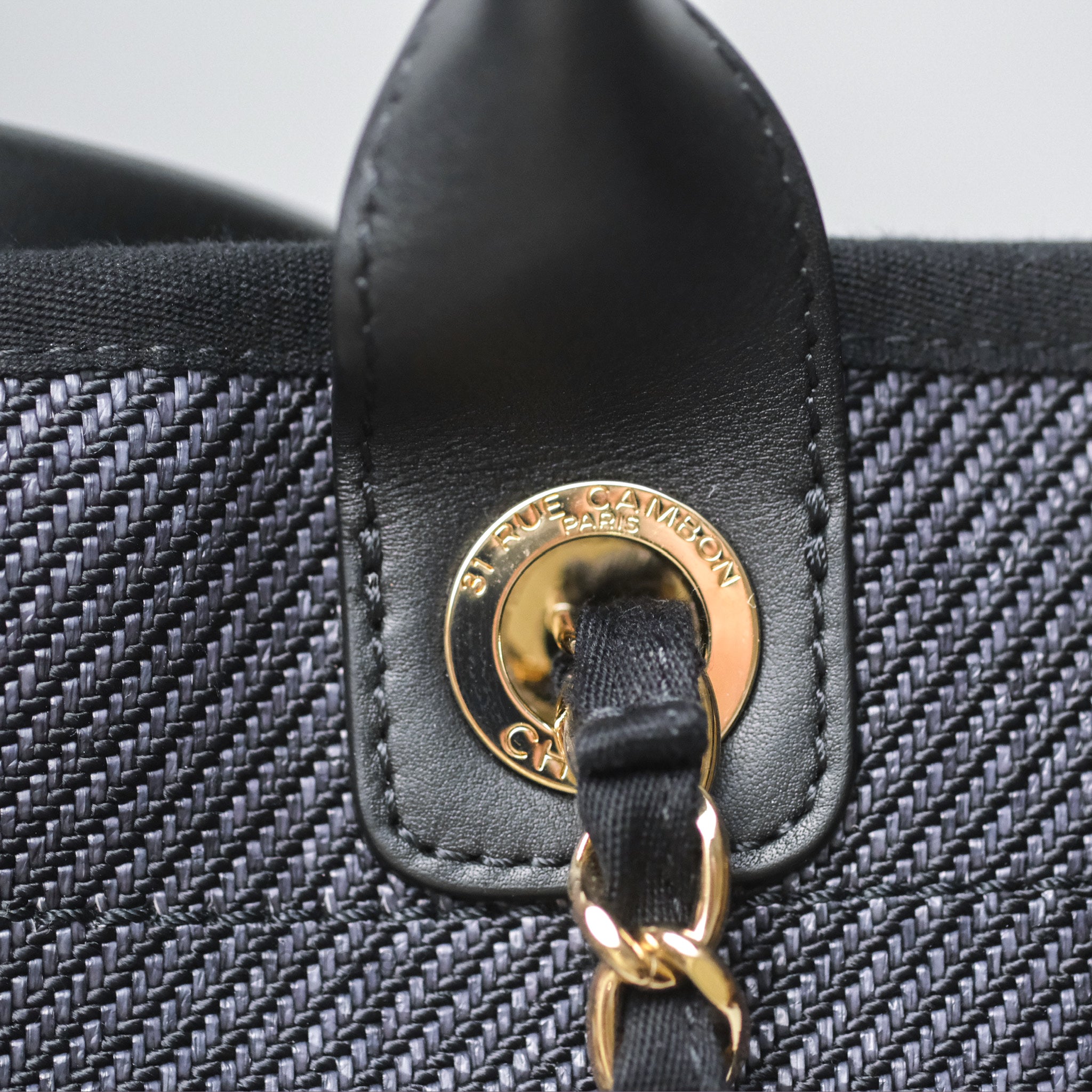 Chanel Canvas Deauville Large Tote Bag in Navy with Gold Hardware - Luxury Designer Handbag for Women, Perfect for Travel, Work & Everyday Use